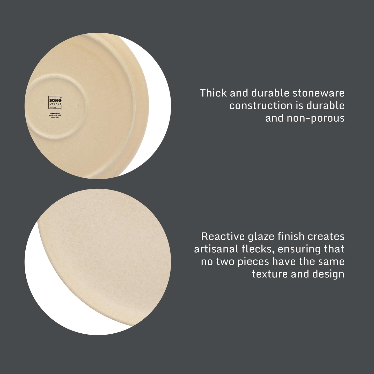 Gibson Elite Pasco 12 Piece (Service for 4) Plates and Bowls Reactive Glaze Dishes Stoneware Ceramic Dinnerware Set - Taupe