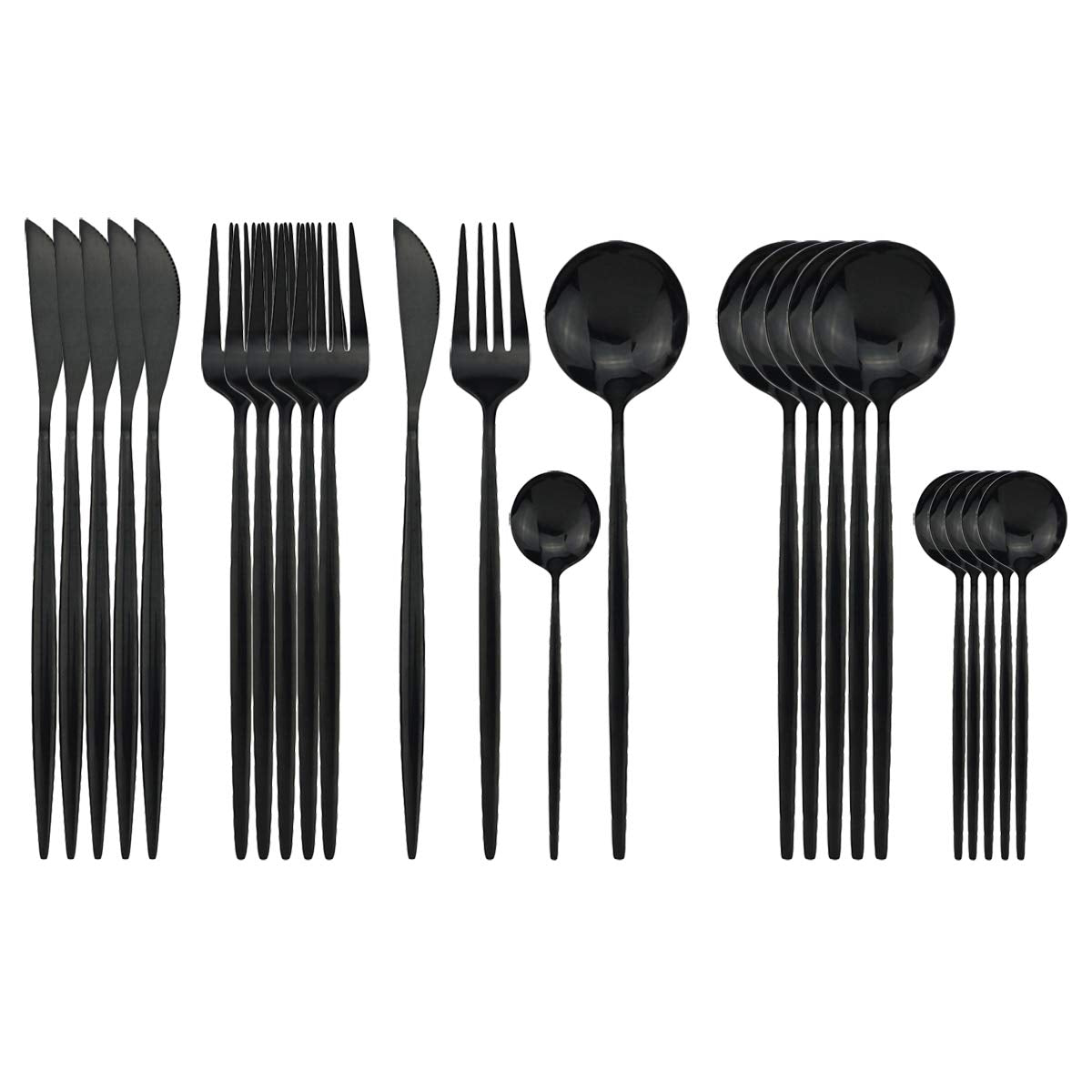 Uniturcky Black Silverware Set, 24-Piece Stainless Steel Flatware Set Service For 6, Mirror Polished Tableware Cutlery Set Knife Fork And Spoon For Home & Restaurant, Dishwasher Safe