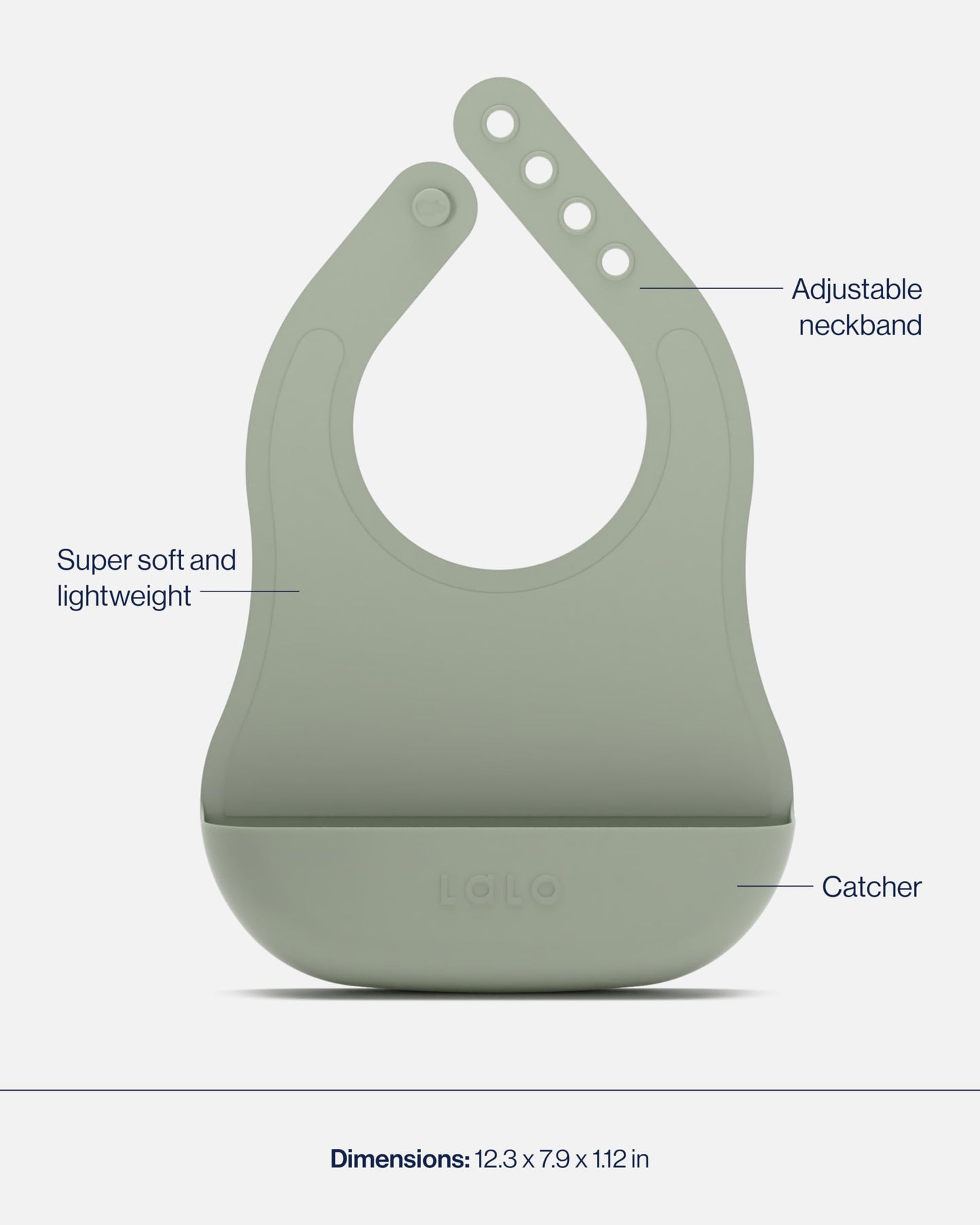 Lalo First Bites Starting Solids Silicone Baby Feeding Set with Suction Bowl, 2 Spoons and 1 Bib - 4-Piece Baby-Led Weaning Supplies - Non-Toxic Silicone Infant Tableware - Sage