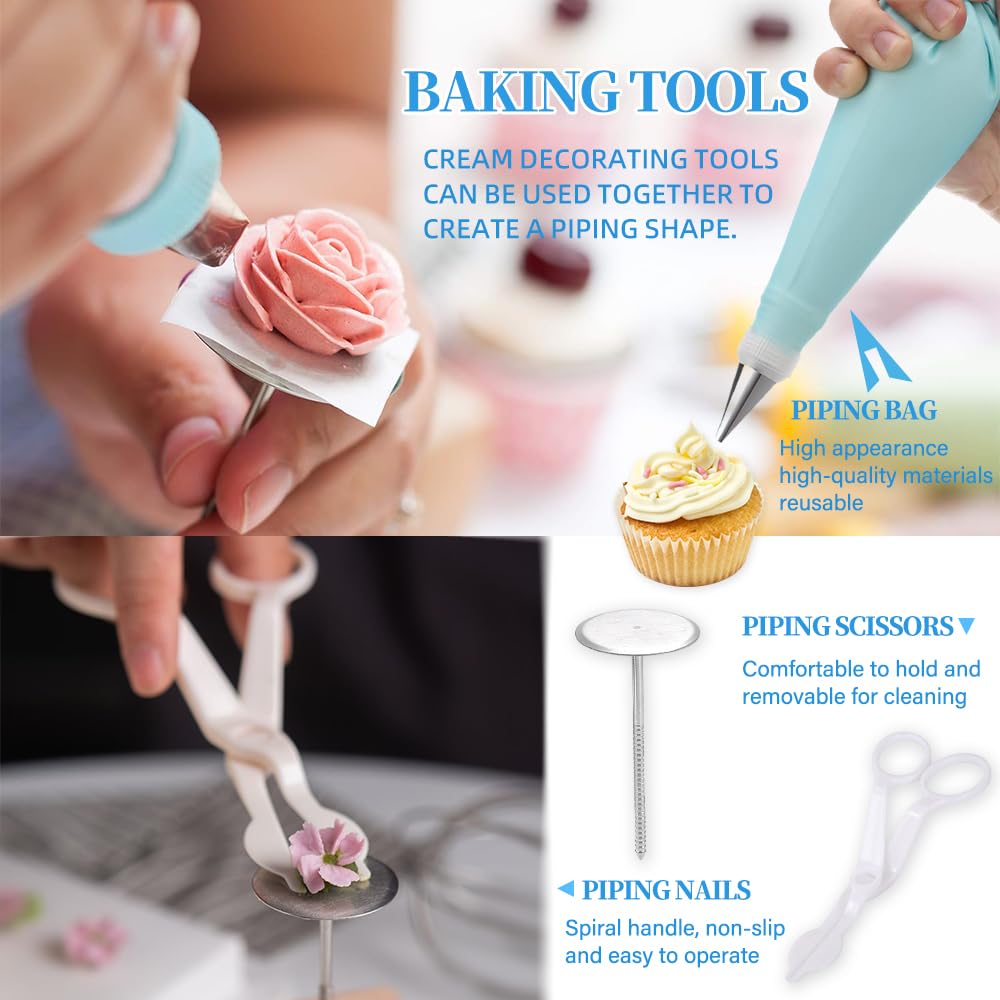 79PCS Cake Decorating Kit with Revolving Cake stand Turntable,Piping Bags and Tips Set for Cake Decorating,Cake Baking Supplies for Beginners Cake Tools Set with Icing Scrapers Spatulas
