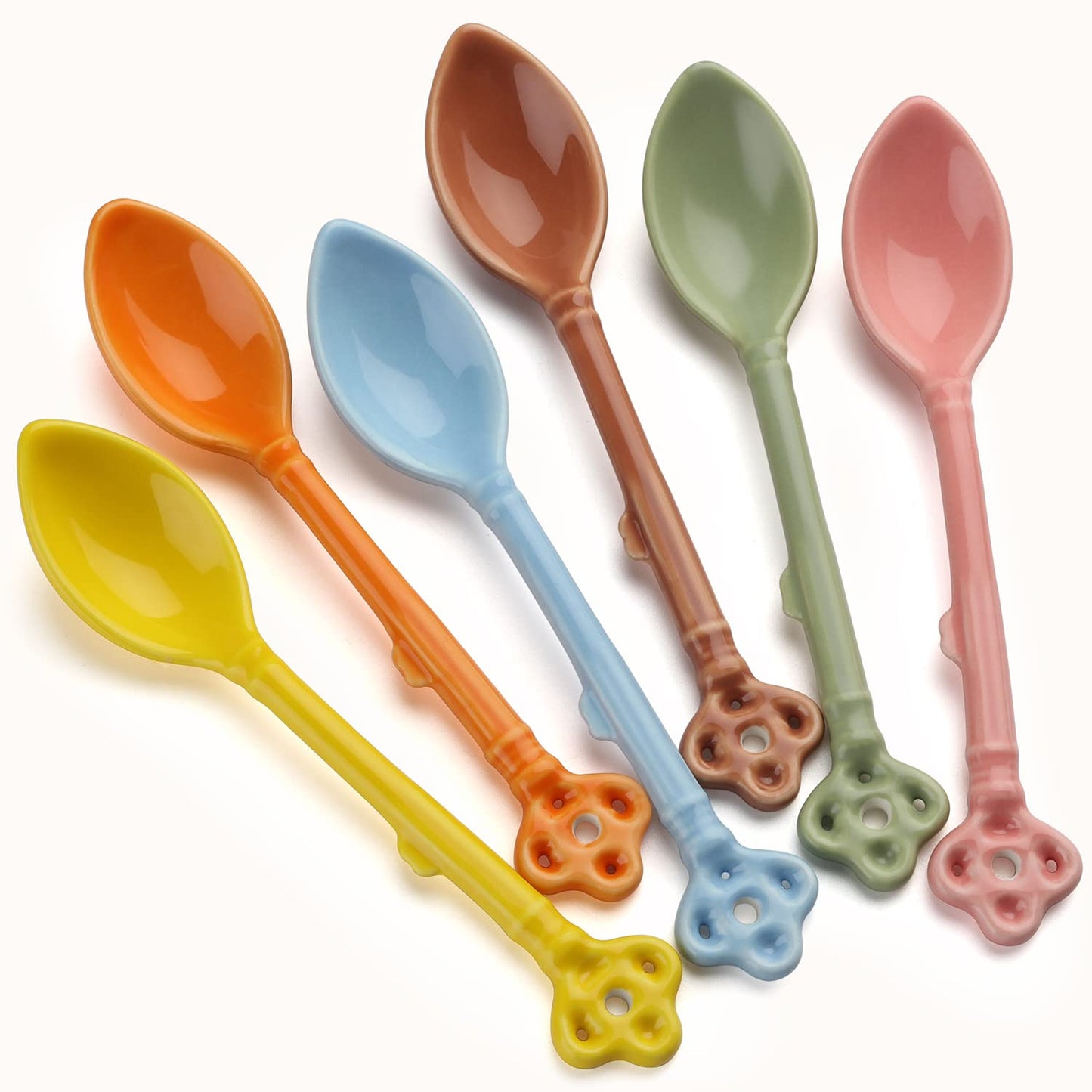 Ceramic Espresso Demitasse Spoons Set of 6 for Coffee, Dessert, Tea, Ice Cream