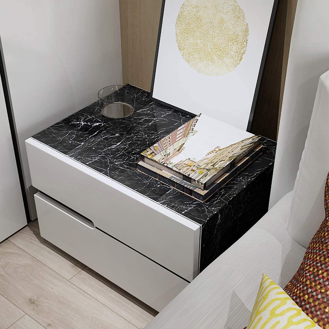 YENHOME 17.7"X200" Black Marble Contact Paper for Countertops Waterproof Self Adhesive Black Marble Wallpaper Peel and Stick Kitchen Countertops Wallpaper Decorative Contact Paper for Desk Cabinet