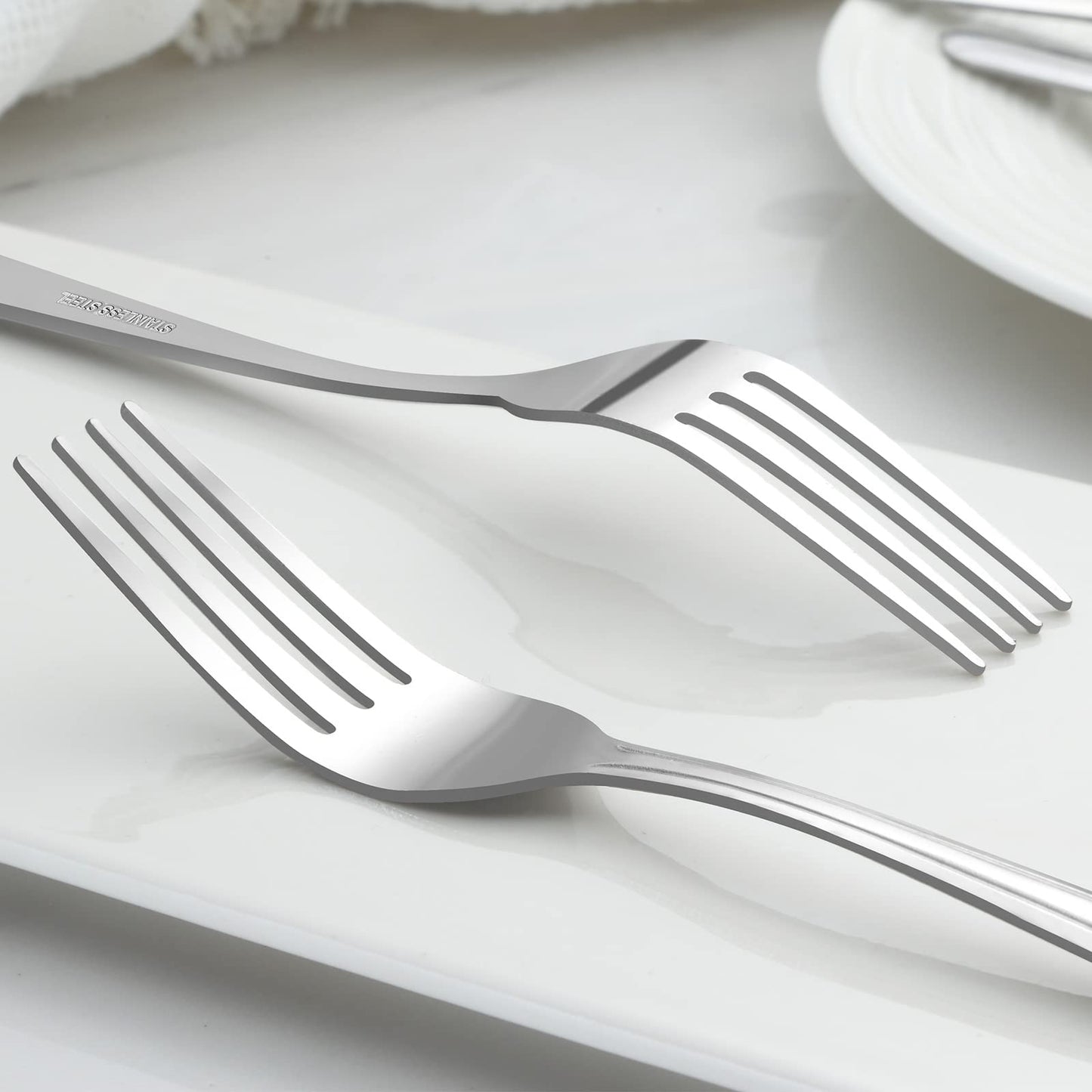 BEWOS 36-Piece Dinner Fork Set, 8.2-Inch Stainless Steel Silverware, Mirror Polished, Dishwasher Safe, For Home, Kitchen or Restaurant