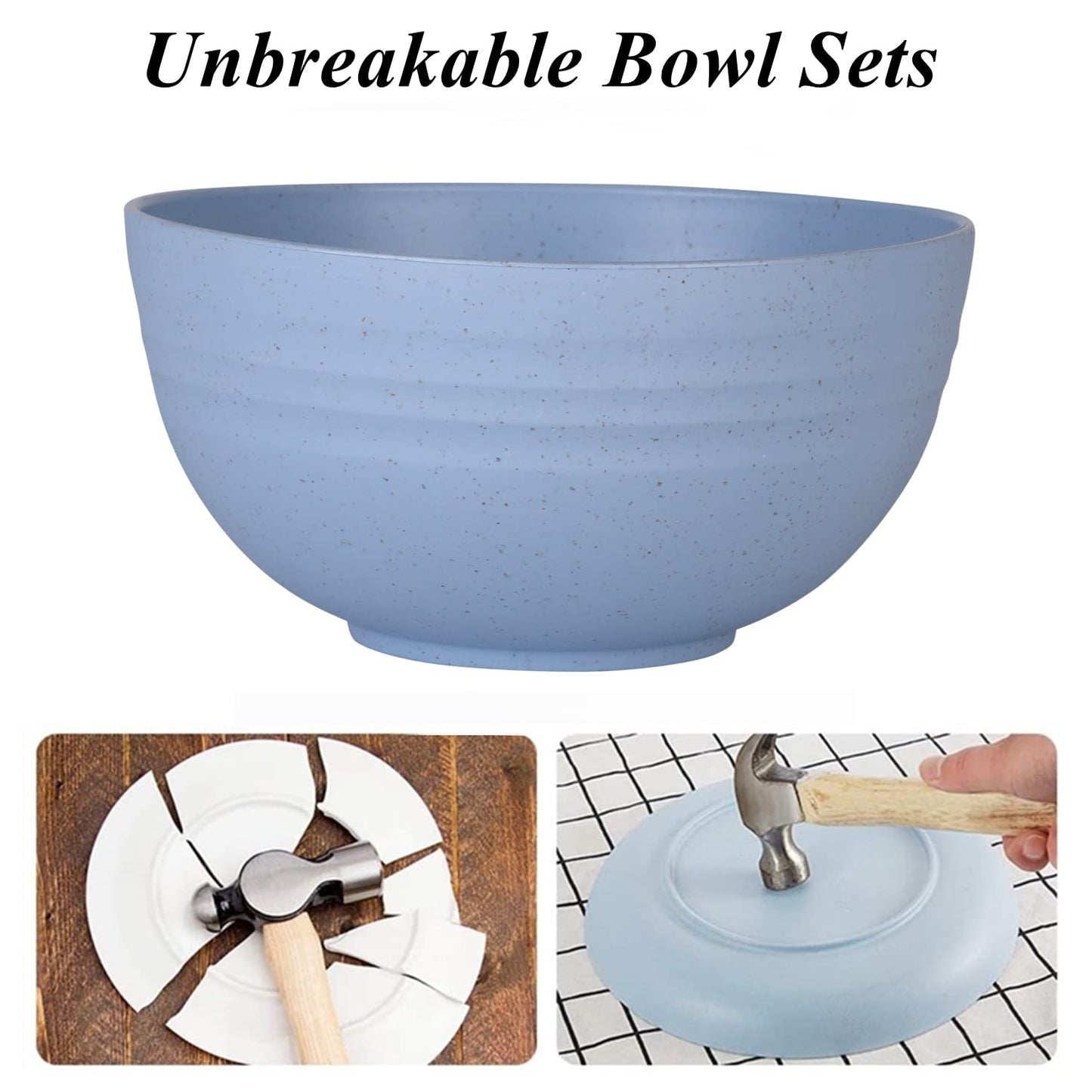 WANBY Lightweight Wheat Straw Cereal Bowls Unbreakable Dinner Dishes Bowl Set Dishwasher & Microwave Safe (Small 4 Pack 4.5')