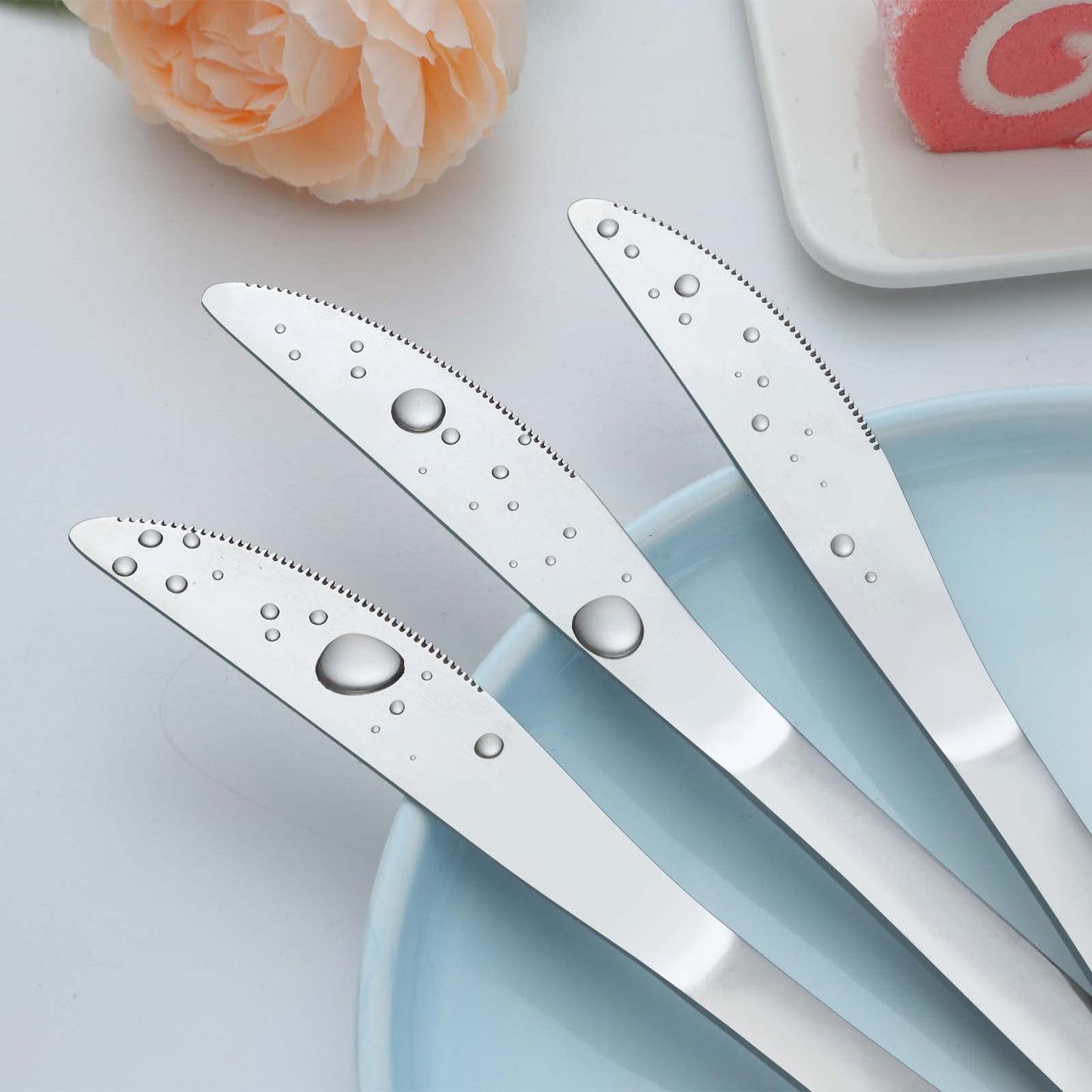 Gymdin 24 Pieces Knives Set - 9 Inches Dinner Knives, Butter Knife, Food Grade Stainless Steel Table Knife Set, Dishwasher Safe & Mirror Polished, Knife Silverware for Home/Restaurant/Kitchen