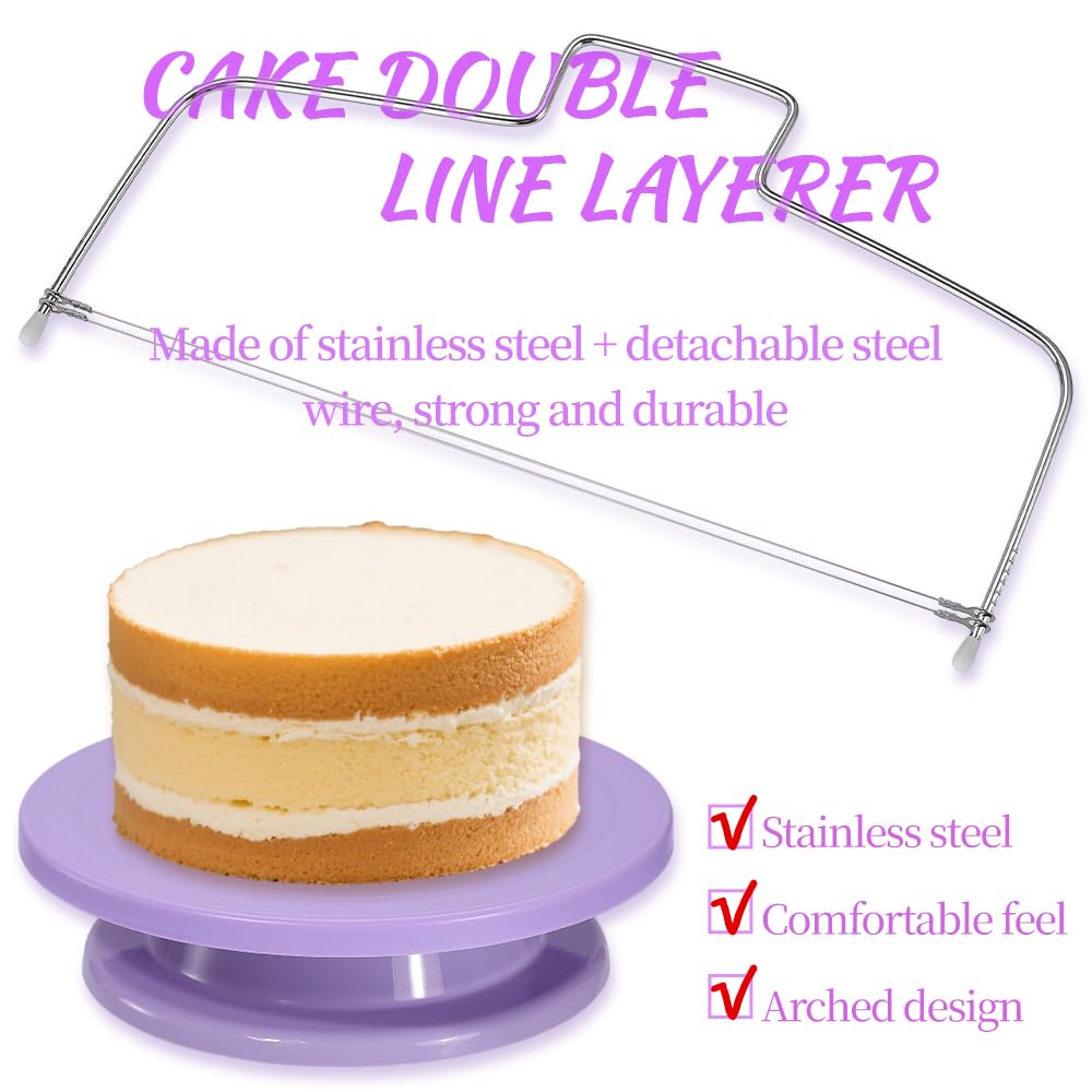 Cake Stand Rotating Turntable kit with Reusable Piping Bag and Piping Tips,Offset Spatula,Cake Decorating Tools for Beginners