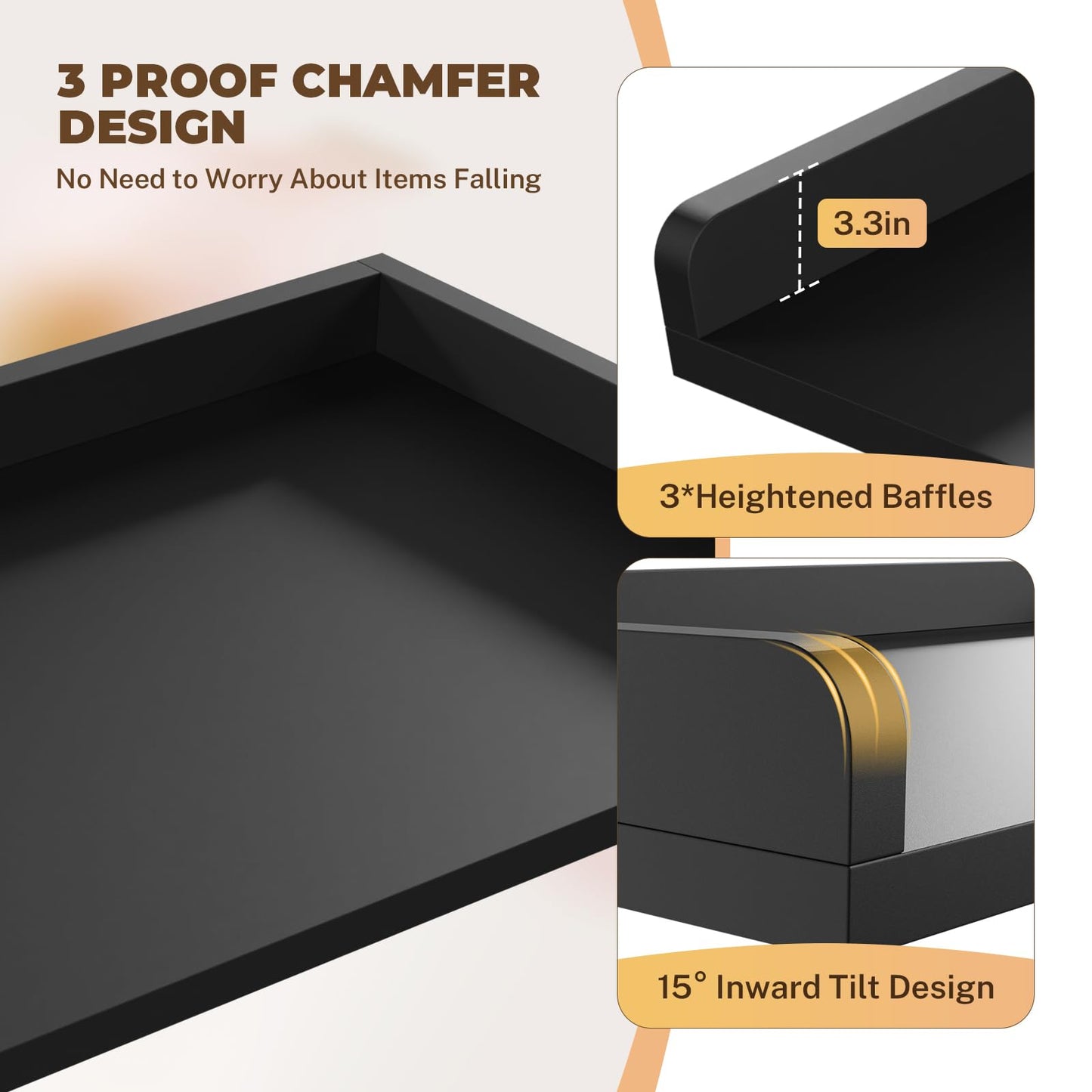 FAHKNS Washer Dryer Countertop - 54" Wood Laundry Washer Dryer Topper with Anti-Slip Mat, Waterproof Laundry Room Organization, Elegant & Space-Saving, Black