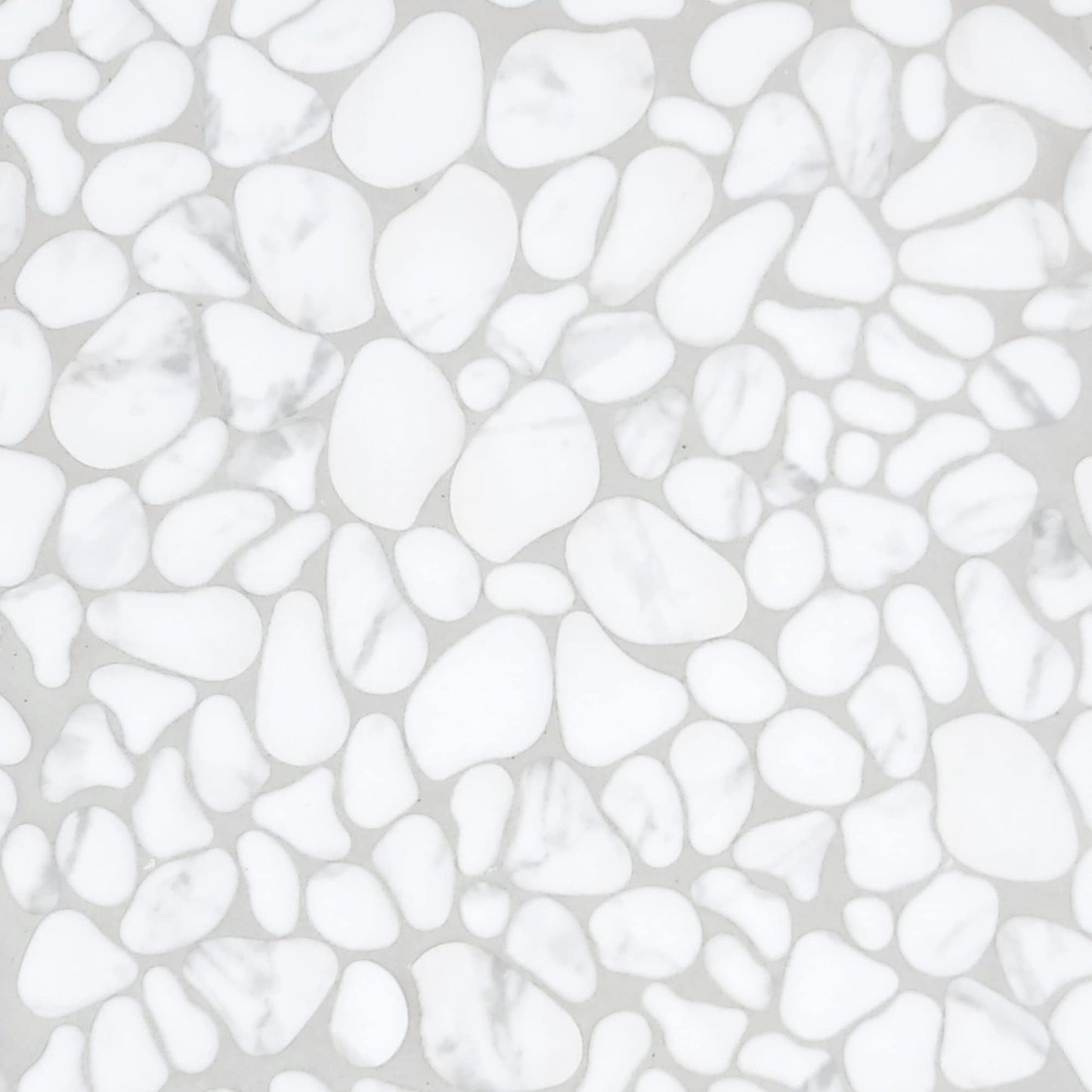 SUNWINGS 10-Sheet Pebble Tile for Shower Floor Border Kitchen Bathroom Backsplash, Carrara White Recycled Glass Marble Stone Looks Wall and Floor Tile, Covers 7.9 Sq. Ft