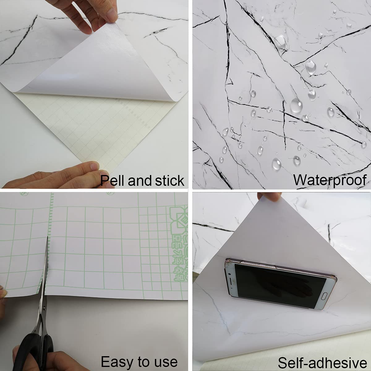 48x78inch Extra Wide Black White Marble Wallpaper Peel Stick Glossy Thick Self-Adhesive Furniture Sticker Light Marble Contact Paper Vinyl Wall Sticker Waterproof Heat-Resistant Counter Top Covers