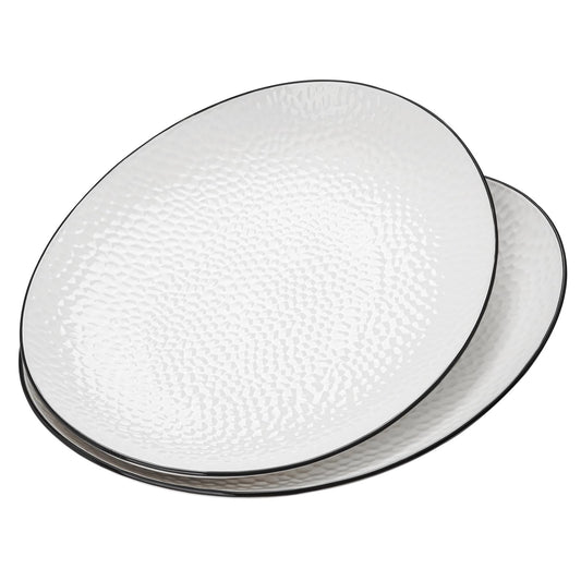 Roeveca 15" Large Serving Platter - Oval Large Serving Tray, Ceramic Serving Dish, White Platters for Serving Food, Appetizers, Entertaining, Party, Set of 2