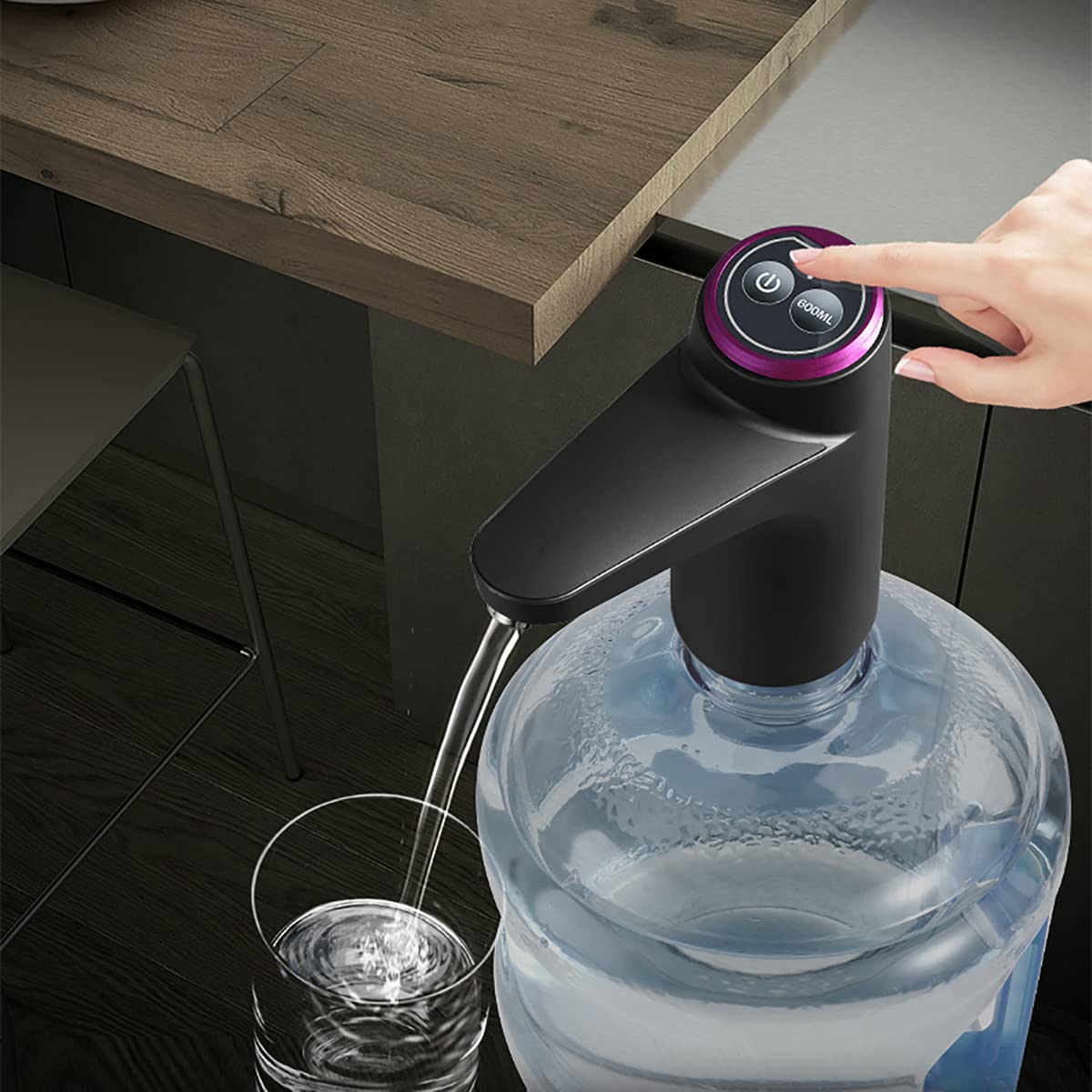 GOLDEN DEER Water Dispenser for 5 Gallon Bottle, Portable Water Cooler Dispenser,Universal Water Dispenser for 2.5、3 and 5 Gallon Bottles USB Charging Water Pump