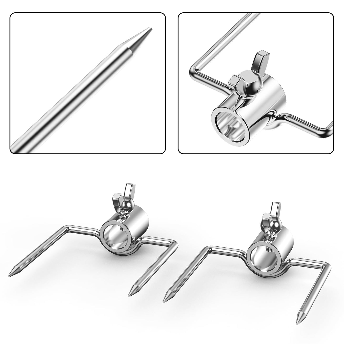 onlyfire Universal Rotisserie Meat Forks BBQ Grilling Accessories for Most Grills, Include 2pcs 2-Pronged Rotisserie Forks and 1pc Double Sided Rotisserie Fork