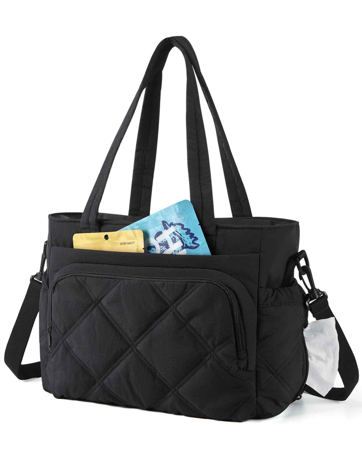 BAGSMART Lunch Bag Women Large Lunch Box Insulated Tote Bag with Multi-Pockets Quilted Puffy Tote for Work, Outdoors