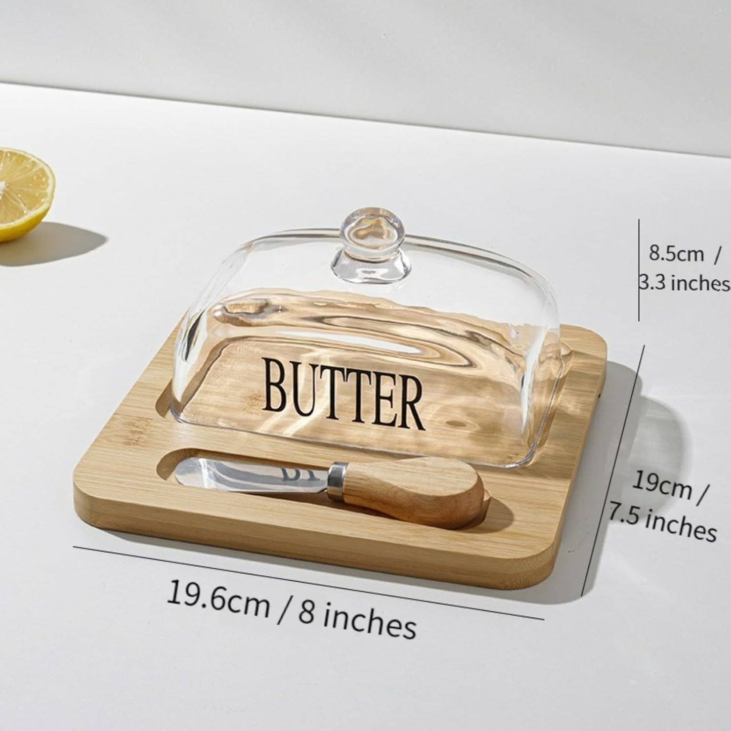 New Butter Tray with Lid Cheese and Dessert Serving Platter Bread Board for Kitchen Storage and Elegant Presentation (Log color(Tray+Cover+Knife))