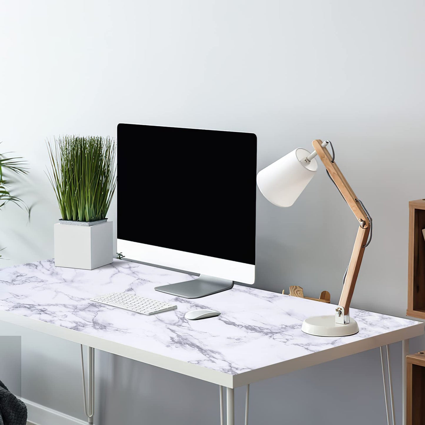Arthome White Marble Contact Paper - Peel and Stick Wallpaper - Self-Adhesive & Removable Wall Paper for Furniture Desk, Kitchen Countertop, Cabinet, Shelf Liner, Wallcovering, (17"x120")