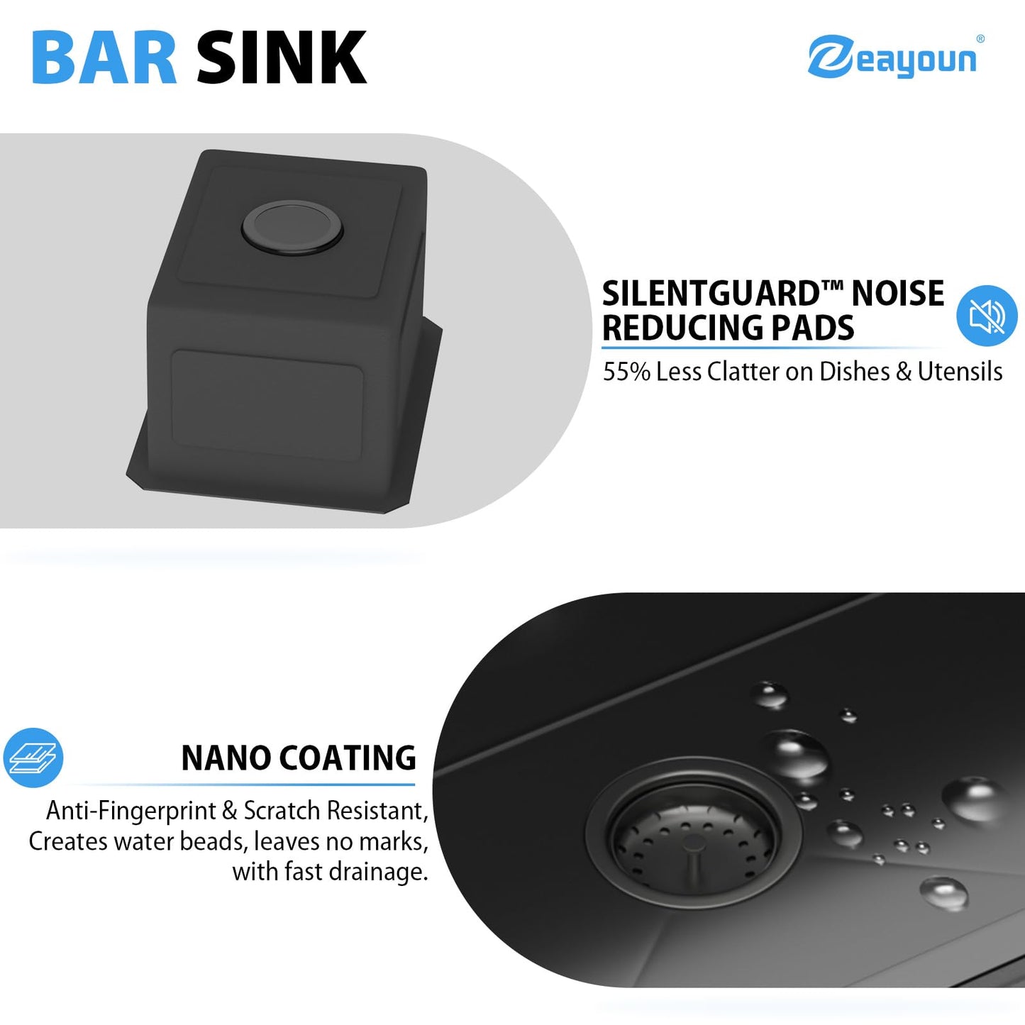 Zeayoun 12 Inch Gunmetal Black Undermount Bar Sink 12 x 15 Kitchen Sink 304 Stainless Steel Single Bowl Under Counter Sink with Nano Coating, 12x15x9