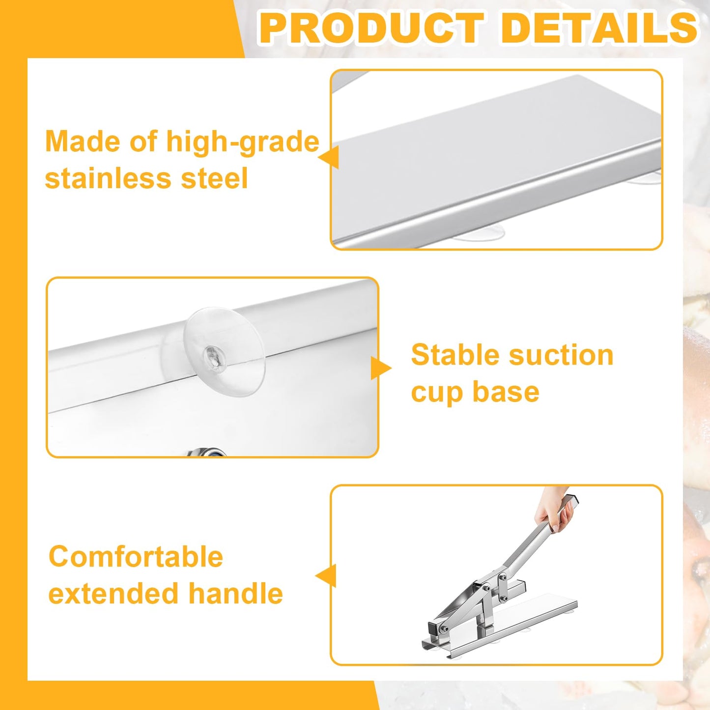 Zonon Stone Crab Claw Cracker Solid Stainless Steel Seafood Lobster Cracker Tool 9-1/4inch Extended Handle with Suction Cup Base for Kitchen Chef Restaurants and Homes