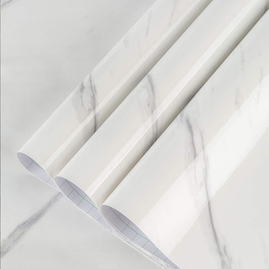 BAYYA Extra Wide Marble Granite Peel and Stick Wallpaper Ivory White 31.5x157inch Smooth Light Countertop Contact Paper for Kitchen Bathroom Self-Adhesive Waterproof Marble Wall Paper Roll Vinyl Wrap