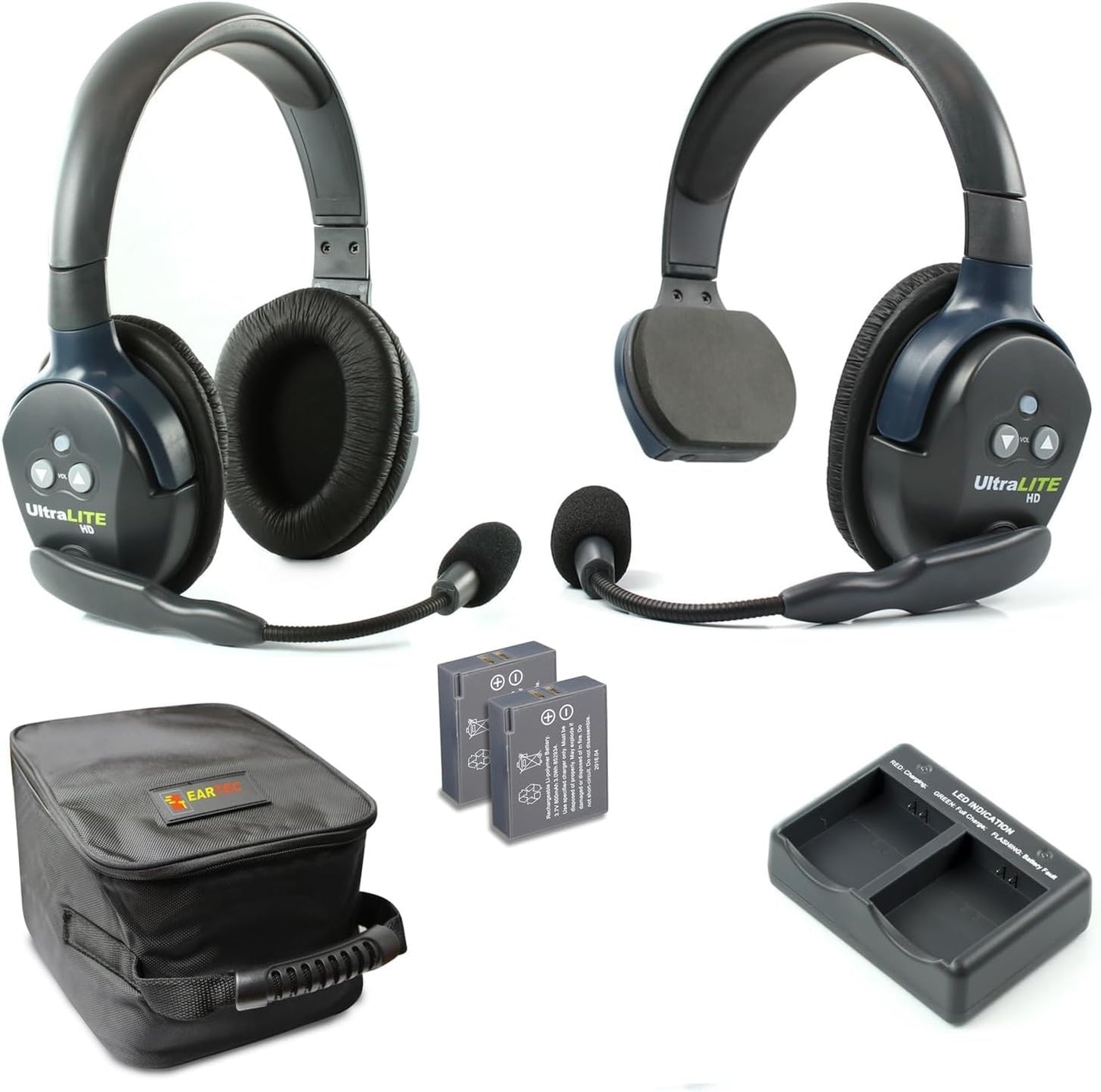 Eartec UL2SD Ultralite-HD 2-Person Full Duplex Wireless Intercom Headset Communication System, Single and Dual Ear Headsets, Up to 1000ft Range, U.S. Company