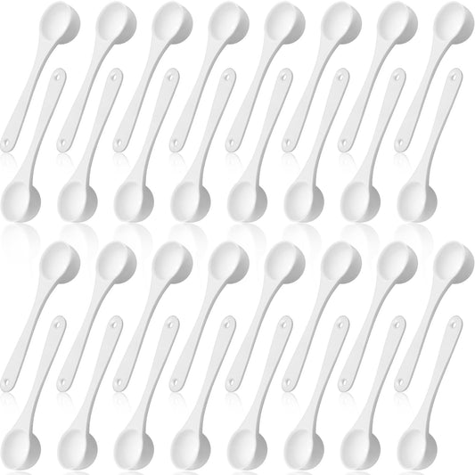 Maxdot 200 Pcs Teaspoon Measuring Spoons Bulk Reusable Plastic Scoop Measuring Spoons Long Handle Plastic Scoop for Cosmetics Coffee Sugar Spices Protein((5 ml / 5 cc/ 1 Tsp)