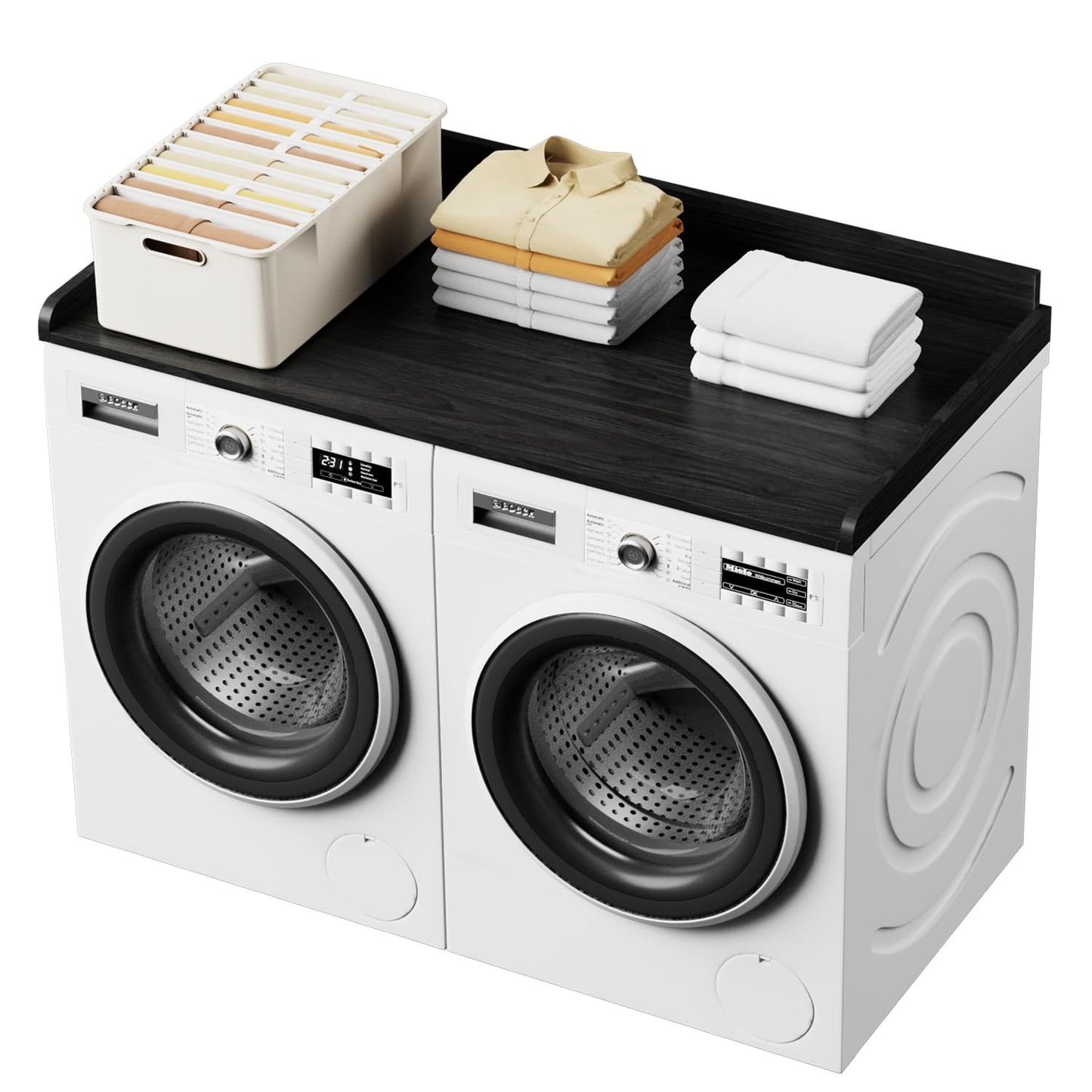 Washer Dryer Countertop, Washer Dryer Topper, Solid Wood Washers and Dryers Countertop, 54" Width x 27.5" Depth Laundry Countertop for Laundry Room Organization and Storage,Black