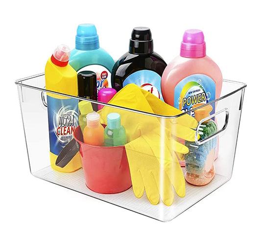 Clear Plastic Storage Bins, Pantry Organizers and Storage or Kitchen Organization and Storage Containers Bins for Organizing, Fridge, Freezer, Bathroom, Pantries, Refrigerator, Cabinet Organizer Bin