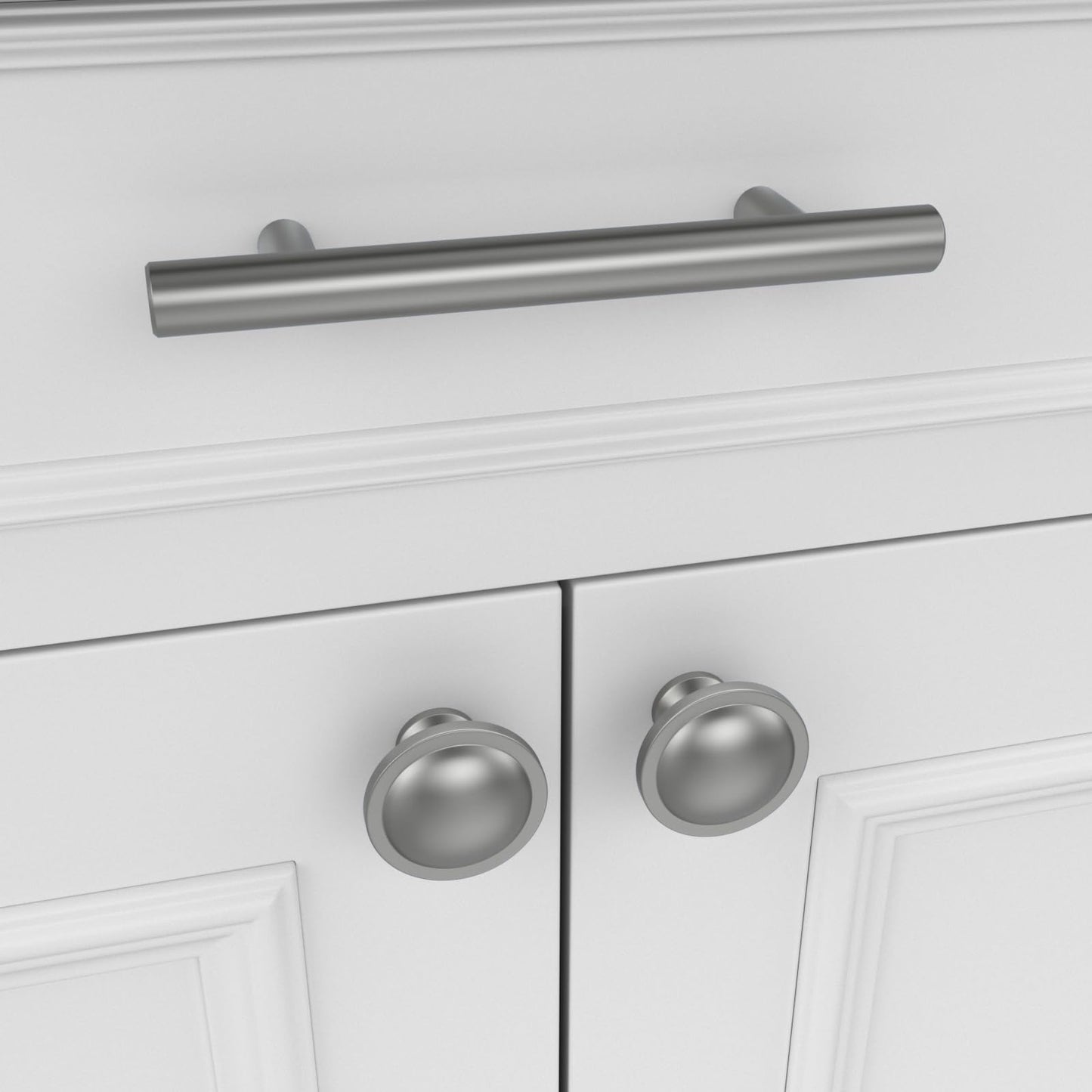 Banqin 10 Pack Brushed Nickel Cabinet Knobs Round Silver Drawer Knob Kitchen Hardware for Dresser Diameter 1-1/2 Inch