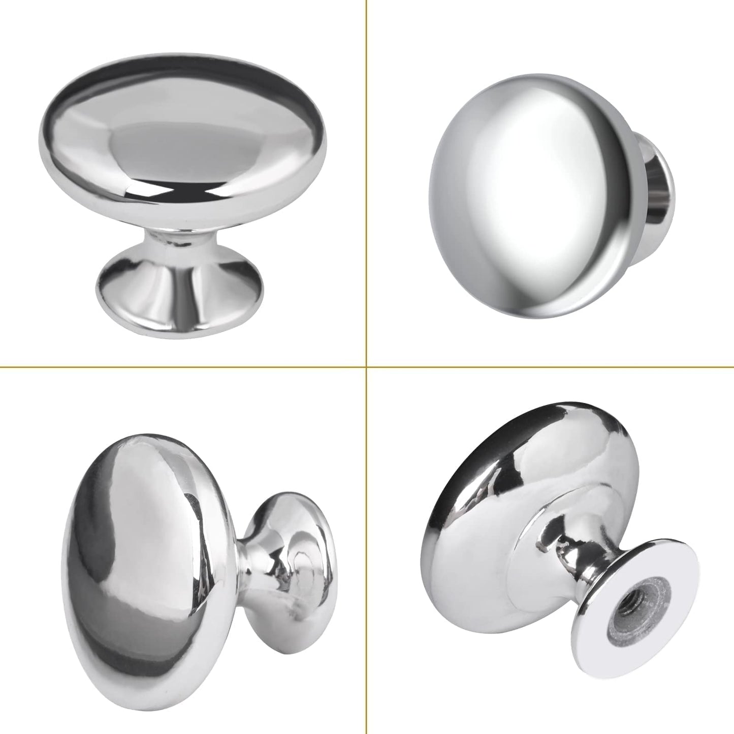 OctinPris 20x Polished Chrome Cabinet Hardware Round Mushroom Knob Drawer Handles 30mm/1.18" for Kitchen Cupboard Furniture Chest Door Dresser Bathroom (Silver)