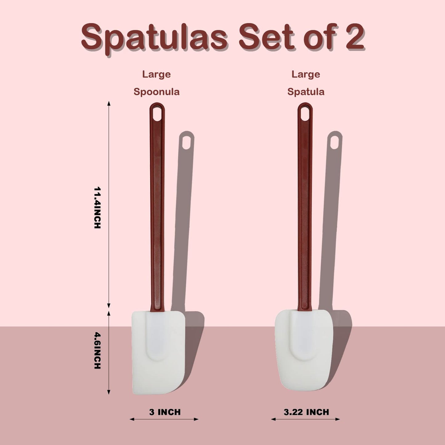 MYTASUY 16.5 INCH Silicone Spatulas Heat Resistant Heavy Duty Rubber Spatulas Commercial Spatulas Set for Kitchen Use Silicone Cooking Utensils Sets of 2
