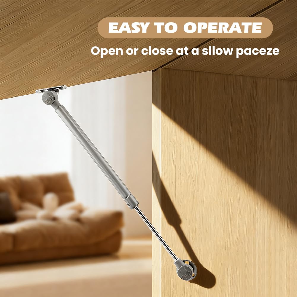 2 Pack Soft Close Lid Support Hinges, 150N Adjustable Lid Stay Hardware for Storage Chests and Lift-Top Benches, 0–110° Opening, for Flat or Curved Wooden Lids