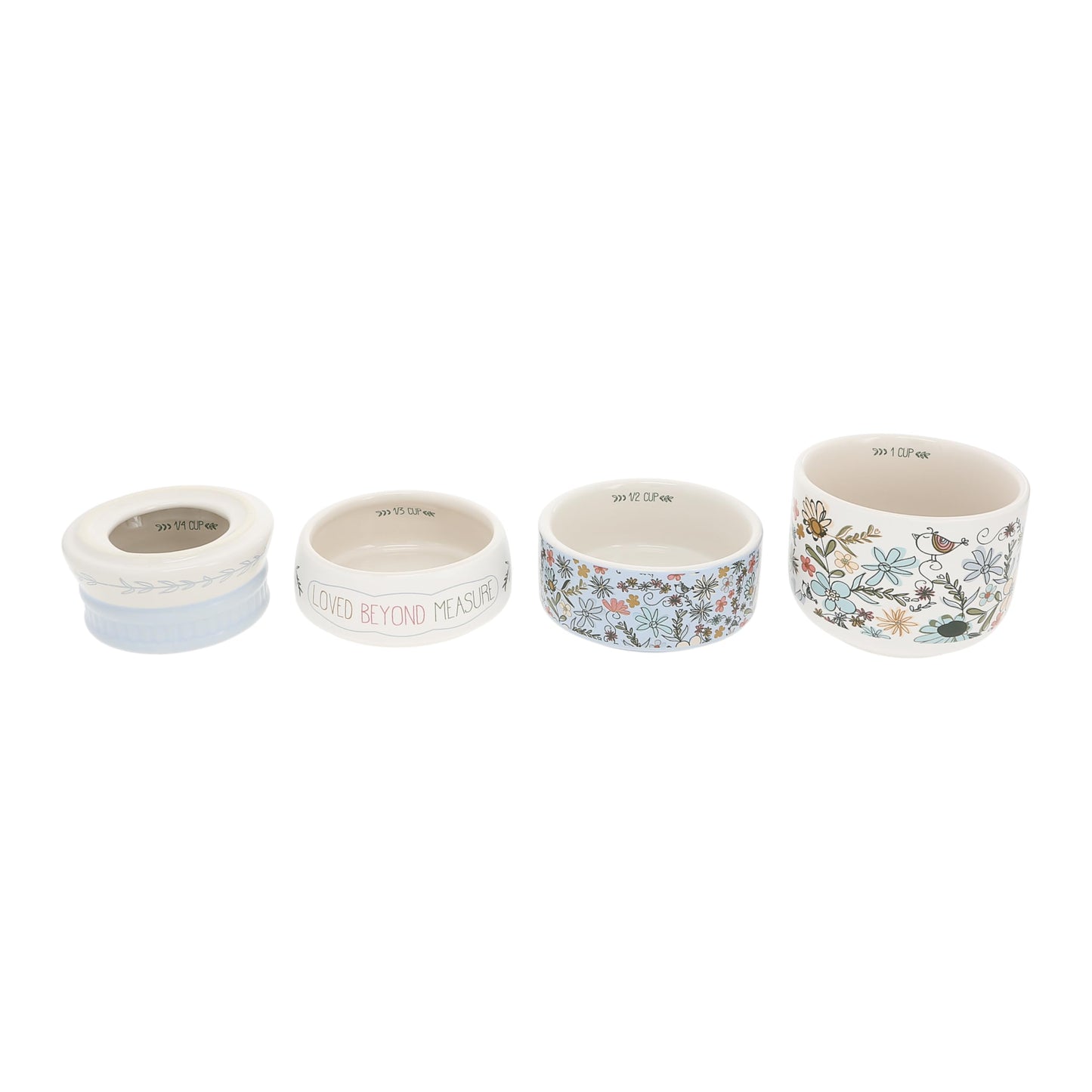 Pavilion Gift Company - Measure - 6.75" x 3.5" Ceramic Stacked Measuring Cups Love Appreciation Baking Kitchenware