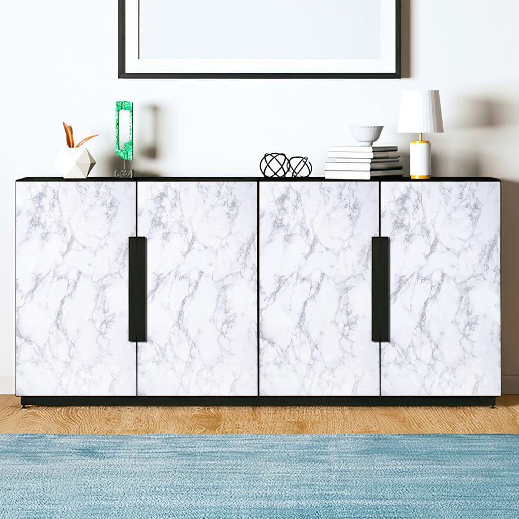 Arthome White Marble Contact Paper - Peel and Stick Wallpaper - Self-Adhesive & Removable Wall Paper for Furniture Desk, Kitchen Countertop, Cabinet, Shelf Liner, Wallcovering, (17"x120")