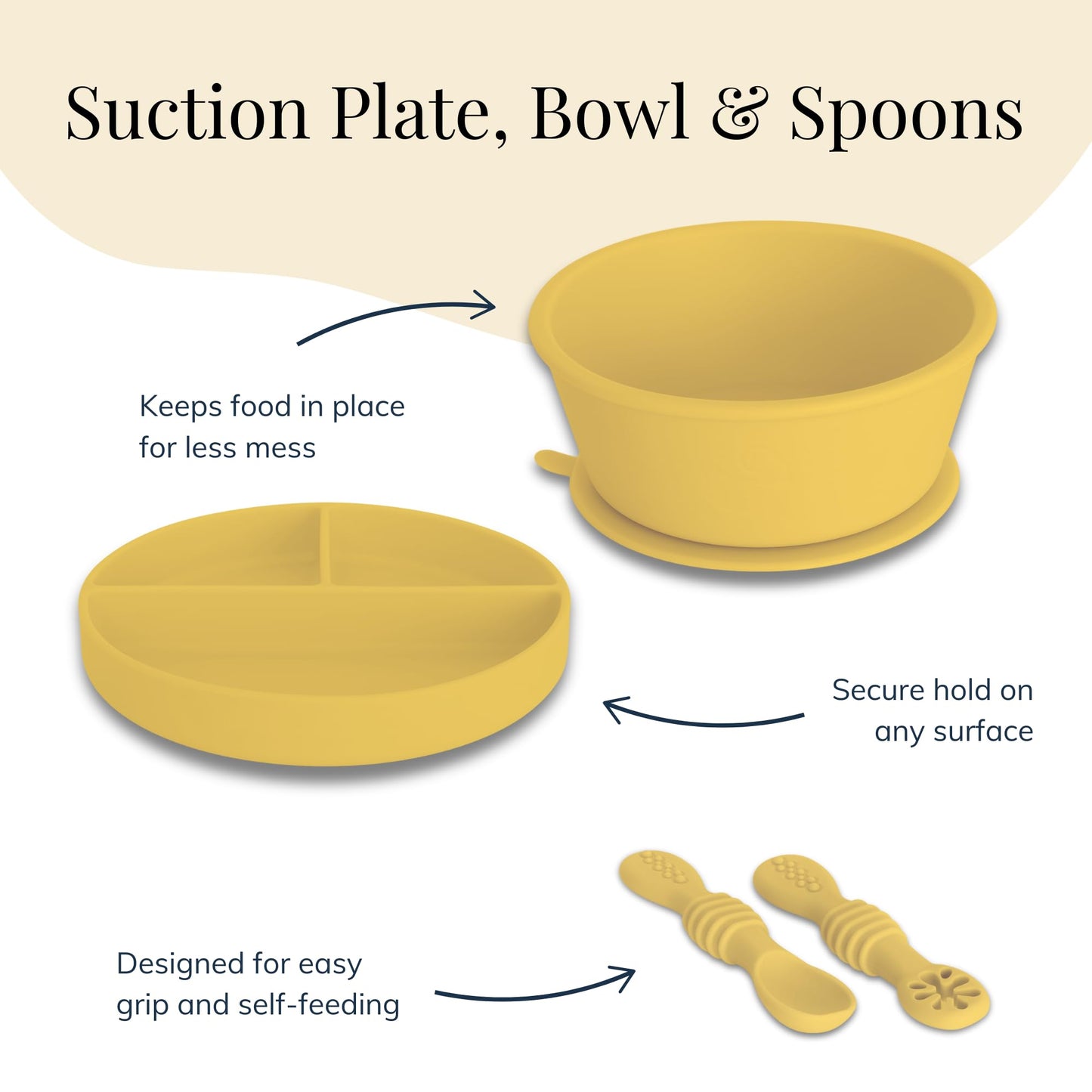 Little Loon Baby Led Weaning Starter Set – Complete Silicone Feeding Kit for 6+ Months - Baby Plates, Bibs, Spoons & Sippy Cup - Baby Shower Gifts - Sun