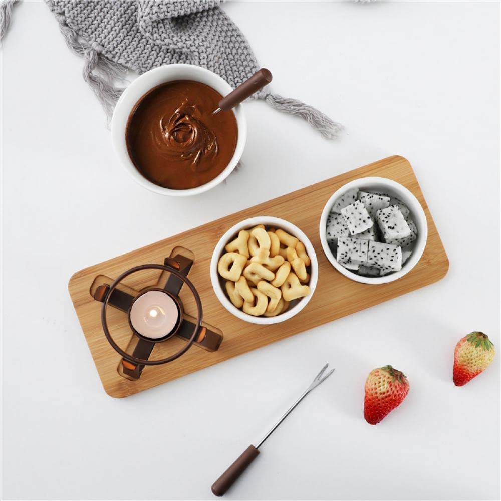 Sizikato Porcelain Chocolate Fondue Set with 2 Fruit Fork, 10 Oz