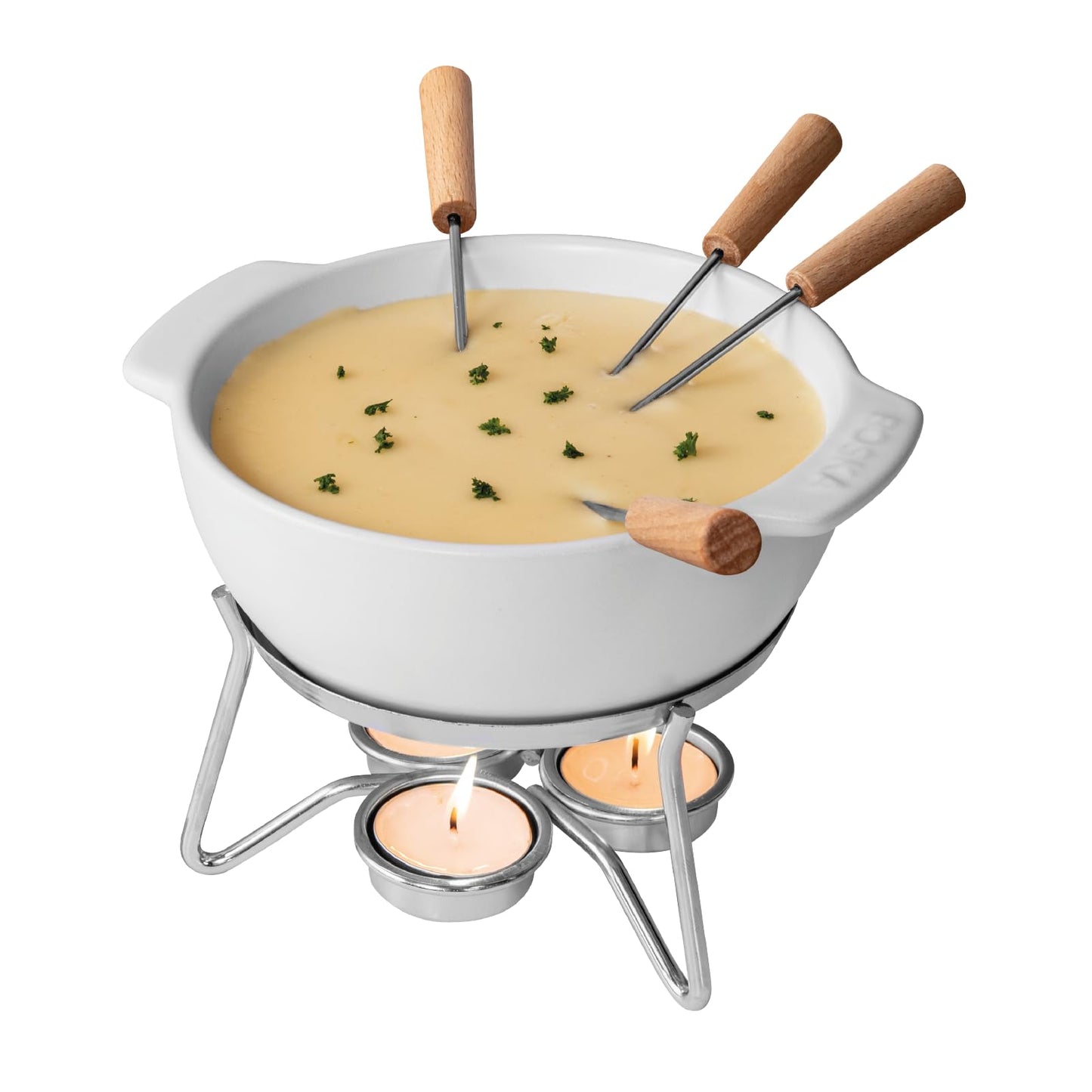 Boska Cheese Fondue Party Set - Fondue Pot Set Microwave Safe Ceramic Hot Pot Chocolate Fountain Snack - Wedding Registry Items Small Kitchen Appliances for up to 4 Persons