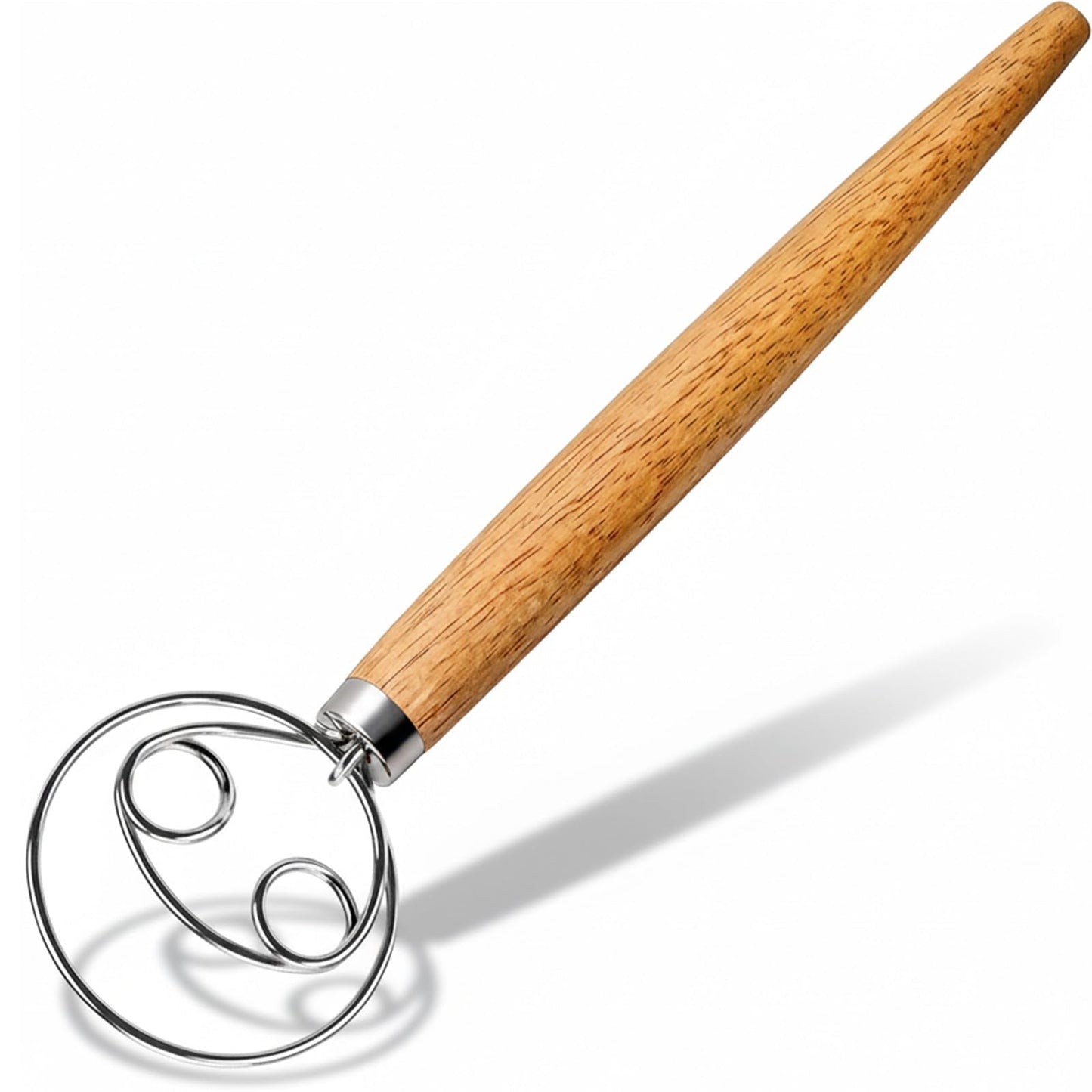 Maxjoy Danish Dough Whisk Stainless Steel Wooden Handle for Sourdough Bread Baking