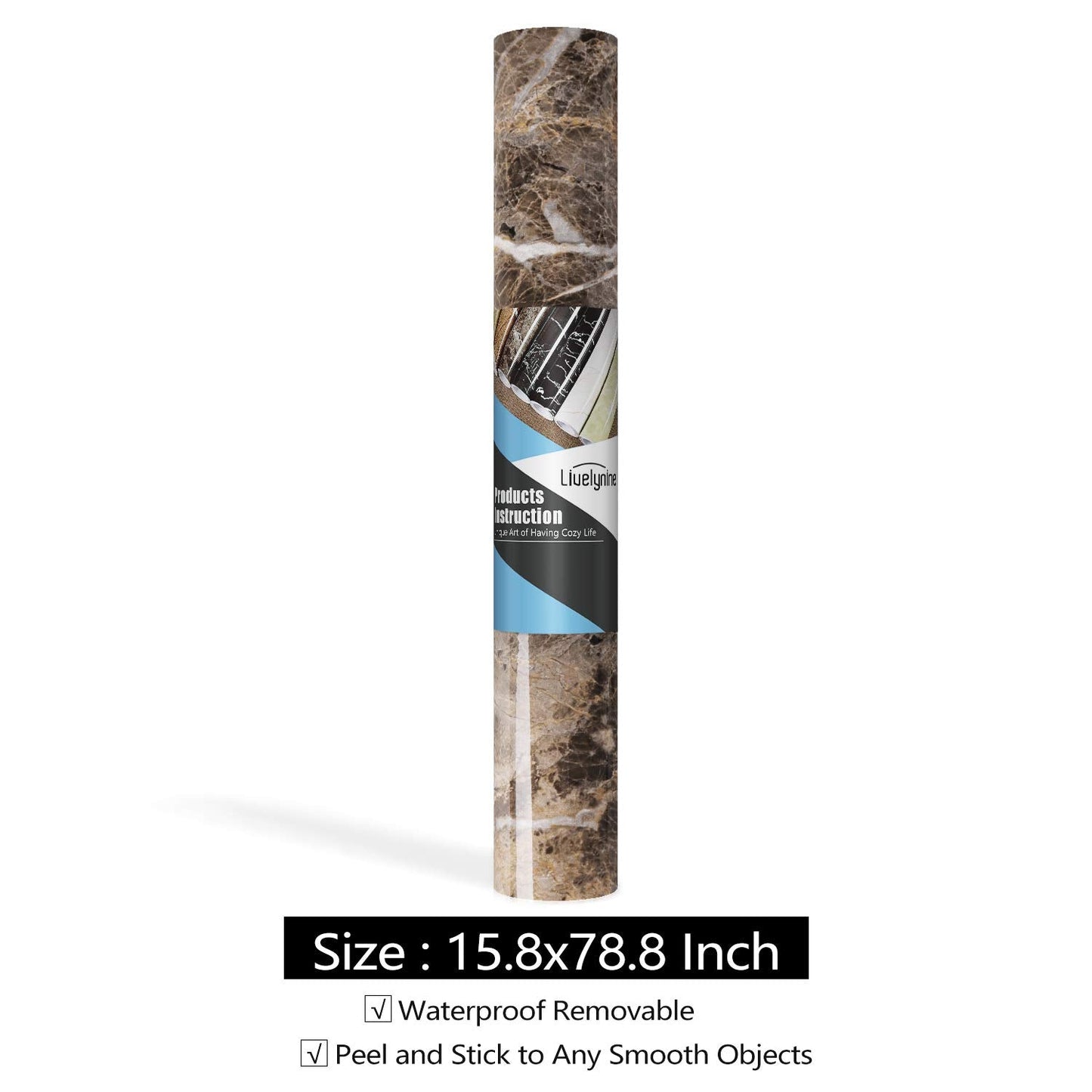 Livelynine 36 X 197 Inch Wide Dark Brown Contact Paper for Countertops Waterproof Kitchen Countertop Peel and Stick Wallpaper Marble Kitchen Island Table Top Desk Cover Counters Adhesive Vinyl Wrap