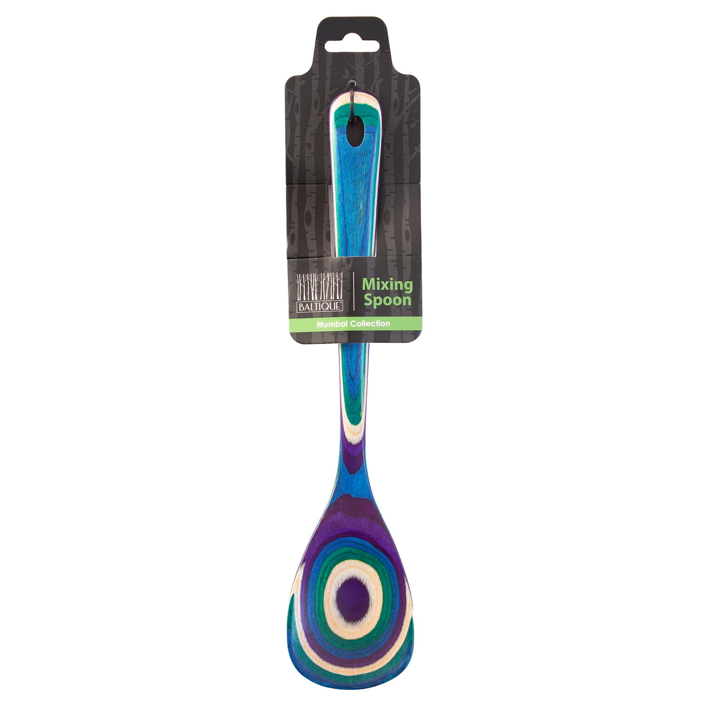 Totally Bamboo Baltique Mumbai Collection 12-1/2" Wooden Cooking Spoon, Safe for Nonstick