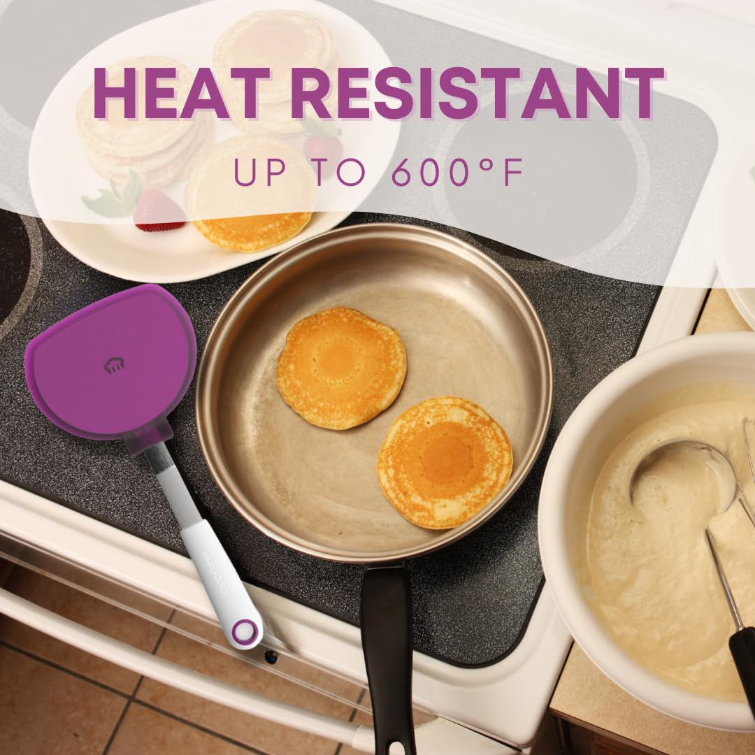 Wide Pancake Spatula Flipper - Heat Resistant Extra Large Silicone Turner for Non-Stick Cookware & Griddle - Perfect for Crepes & Eggs - Ideal Big Baking Tool for Women Who Love to Bake by KPKitchen