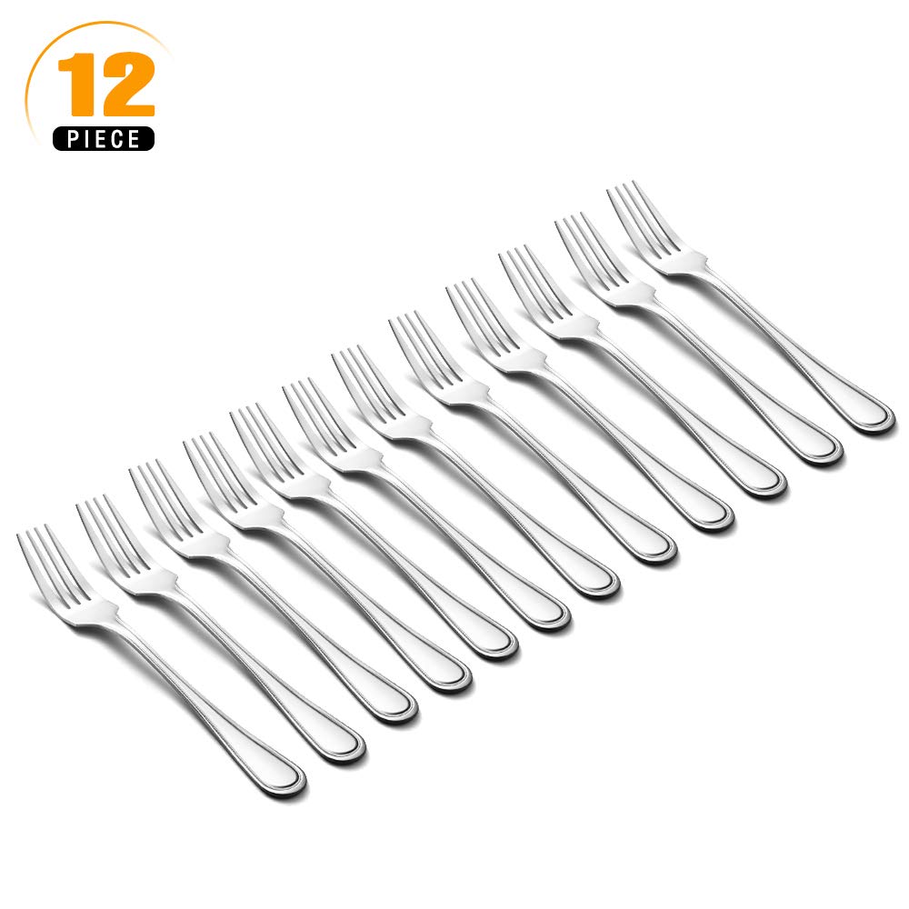 Snamonkia Set of 12 Dinner Forks Stainless Steel, 8 Inches, 18/0 Large Table Forks for Salad Steak Spaghetti