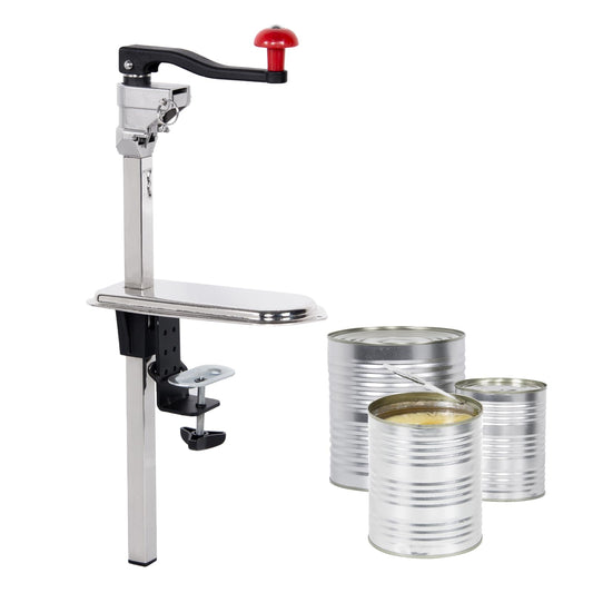 Rismanor Commercial Manual Can Opener Table Industrial Heavy Duty Can Opener with Plated Steel Base Adjustable Height Up to 13" Tall for Restaurant Kitchen Hotel Bar
