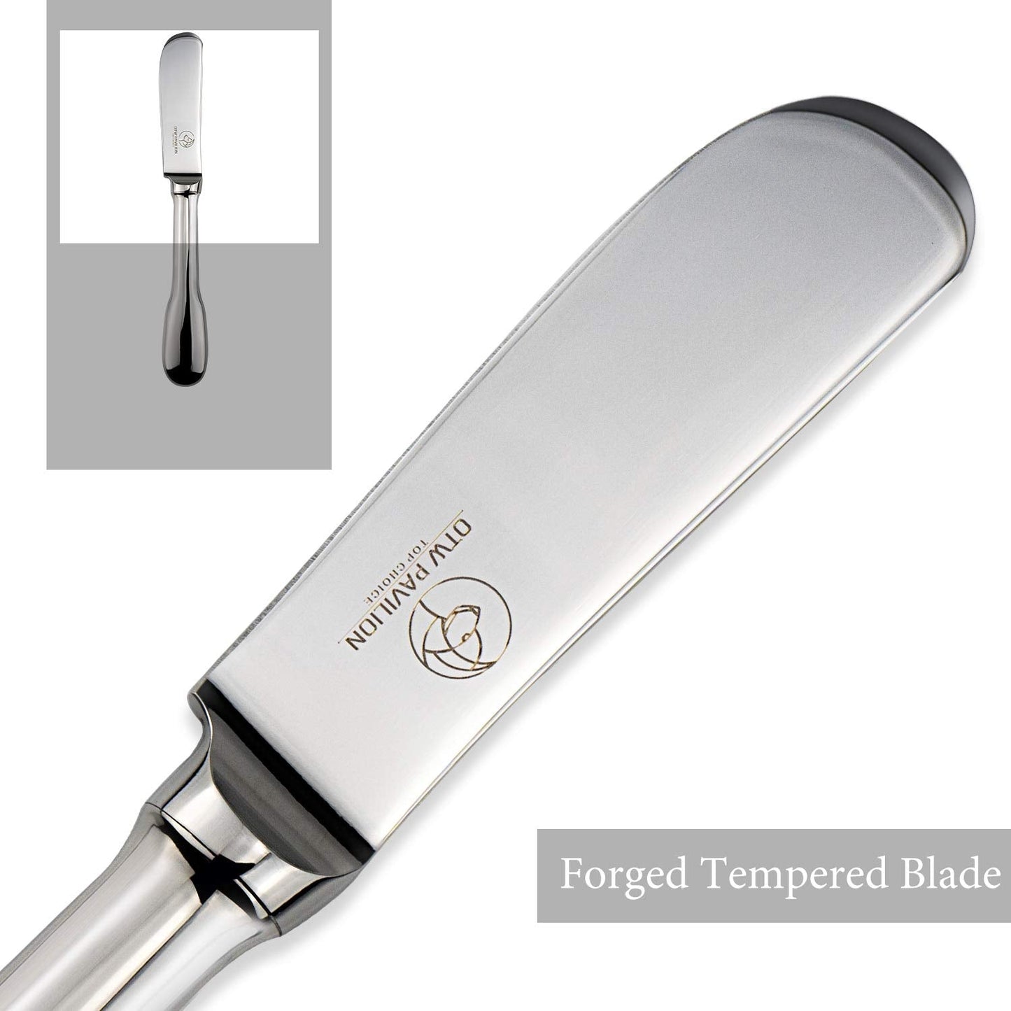 OTW PAVILION Set of 6 Butter Knife Silver Cheese Knife Spreaders 18/10 Stainless Steel for Butter Cheese and Dessert
