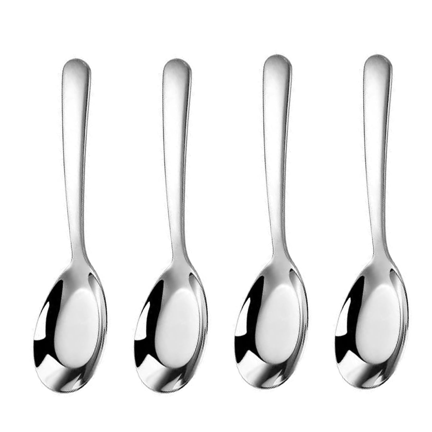 MIUPOO Thickened Stainless Steel Soup Spoons, Asian Chinese Japanese Flat Soup Spoons Large for for Ramen Noodles Bowl Table Serving, Silver, 1.7×7Inches, 4 Pieces