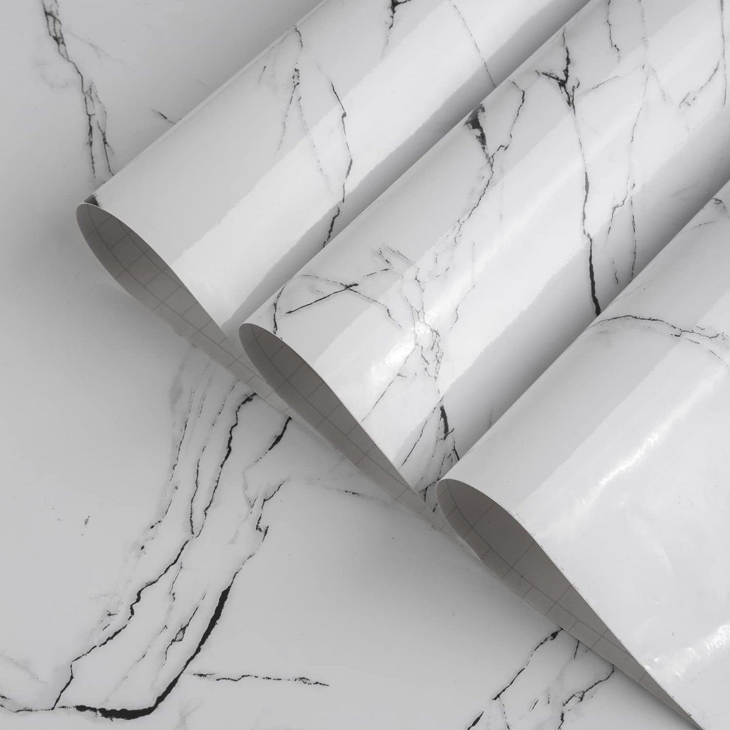48x78inch Extra Wide Black White Marble Wallpaper Peel Stick Glossy Thick Self-Adhesive Furniture Sticker Light Marble Contact Paper Vinyl Wall Sticker Waterproof Heat-Resistant Counter Top Covers