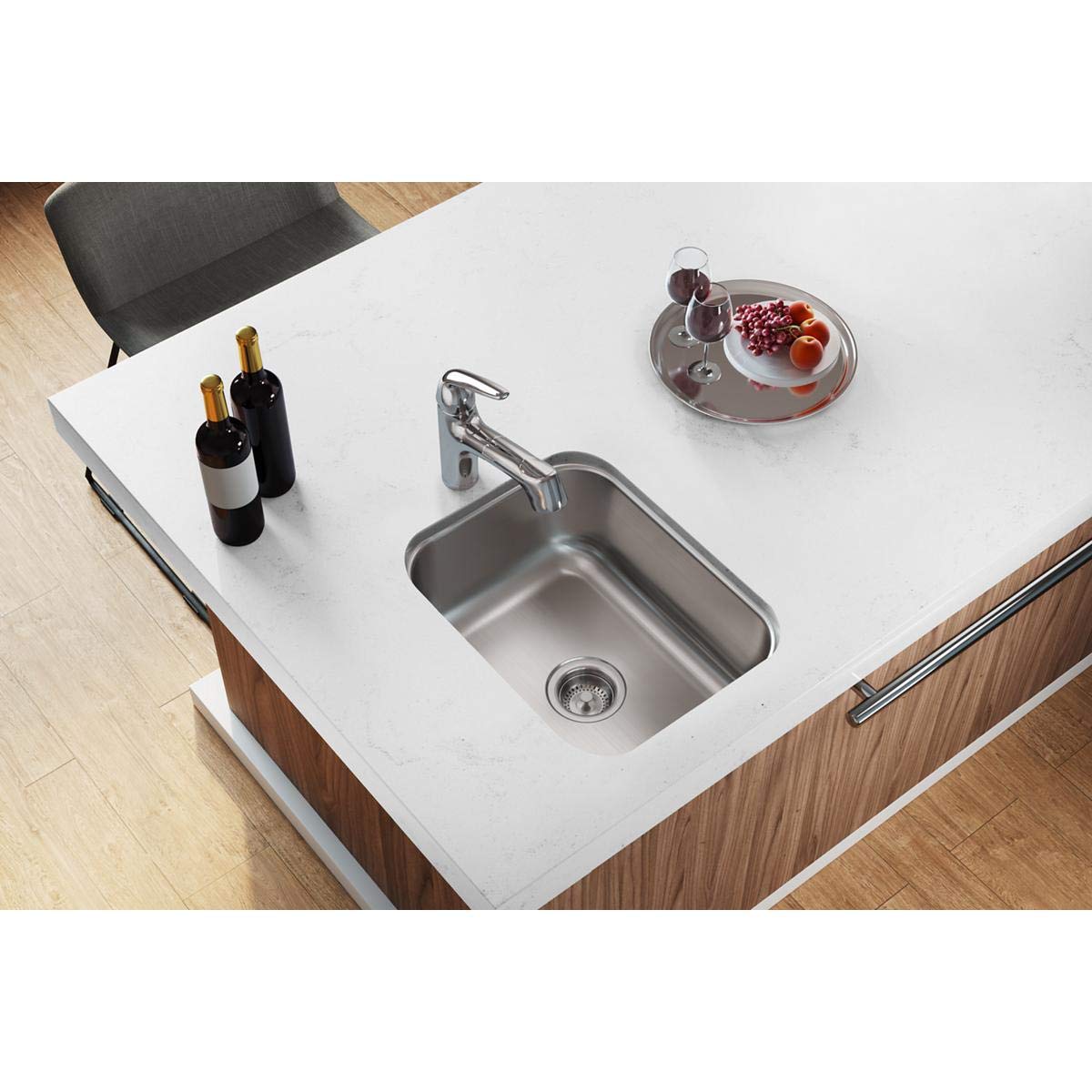 Elkay DXUH1318 Dayton Single Bowl Undermount Stainless Steel Bar Sink, 16 x 21