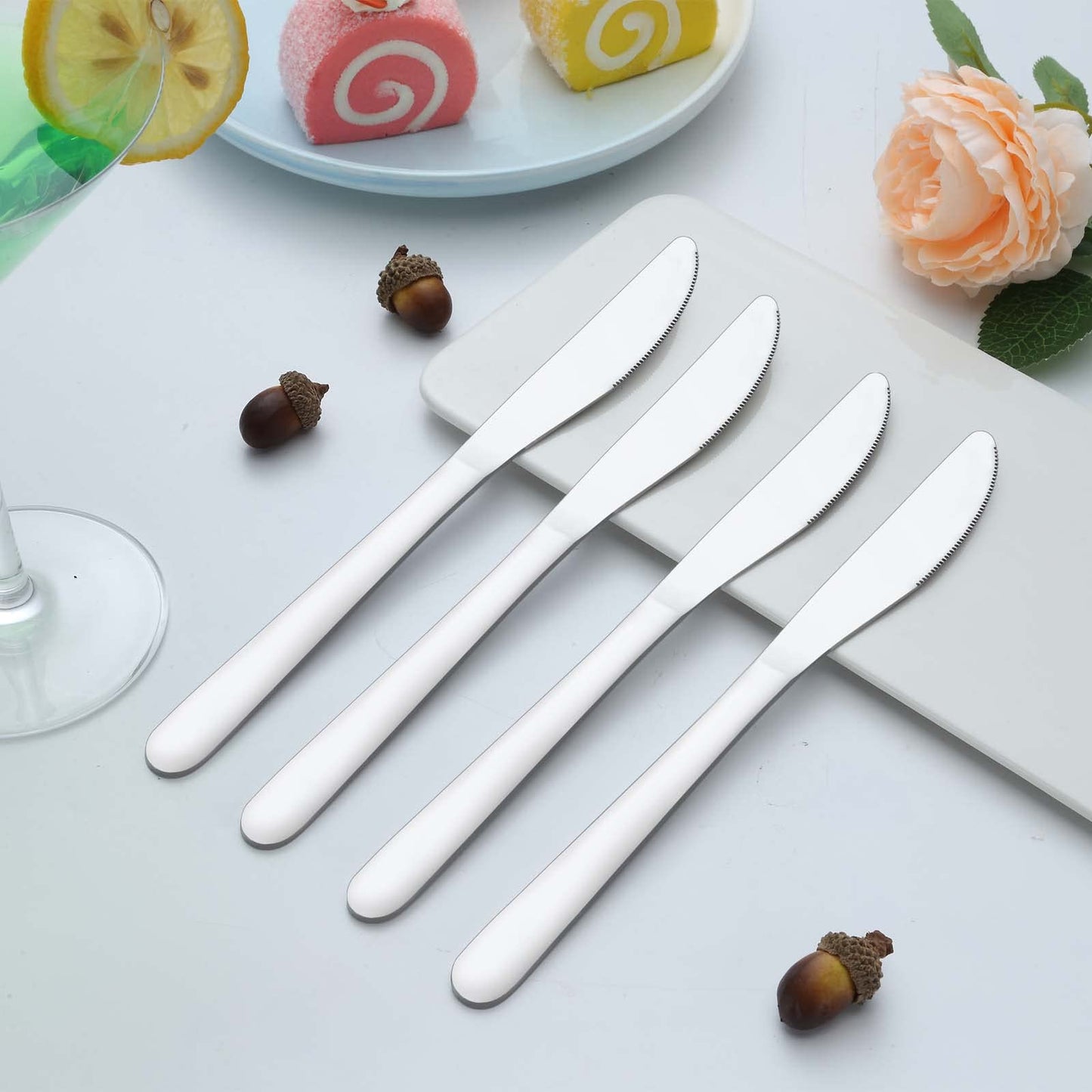 Gymdin 24 Pieces Knives Set - 9 Inches Dinner Knives, Butter Knife, Food Grade Stainless Steel Table Knife Set, Dishwasher Safe & Mirror Polished, Knife Silverware for Home/Restaurant/Kitchen