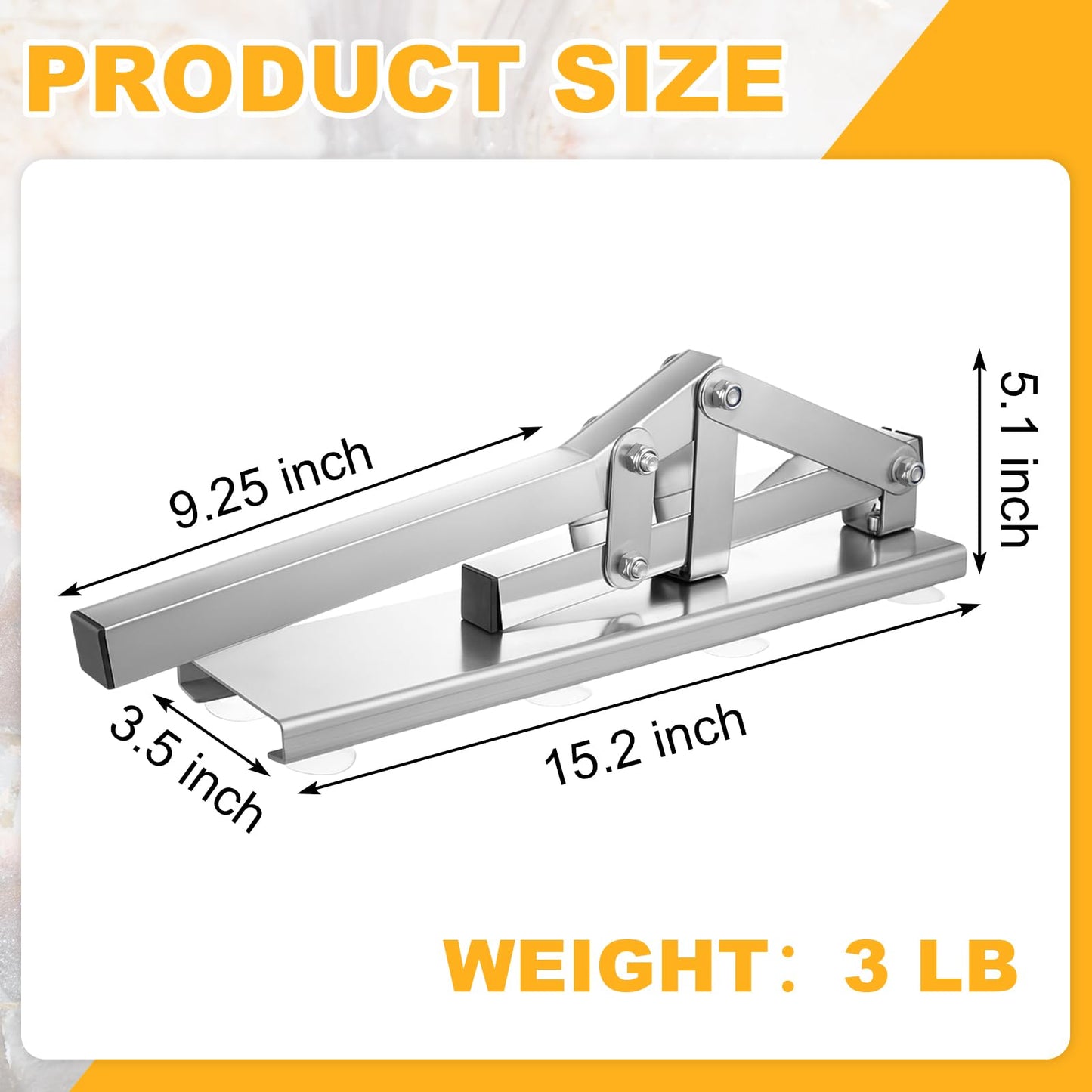 Zonon Stone Crab Claw Cracker Solid Stainless Steel Seafood Lobster Cracker Tool 9-1/4inch Extended Handle with Suction Cup Base for Kitchen Chef Restaurants and Homes