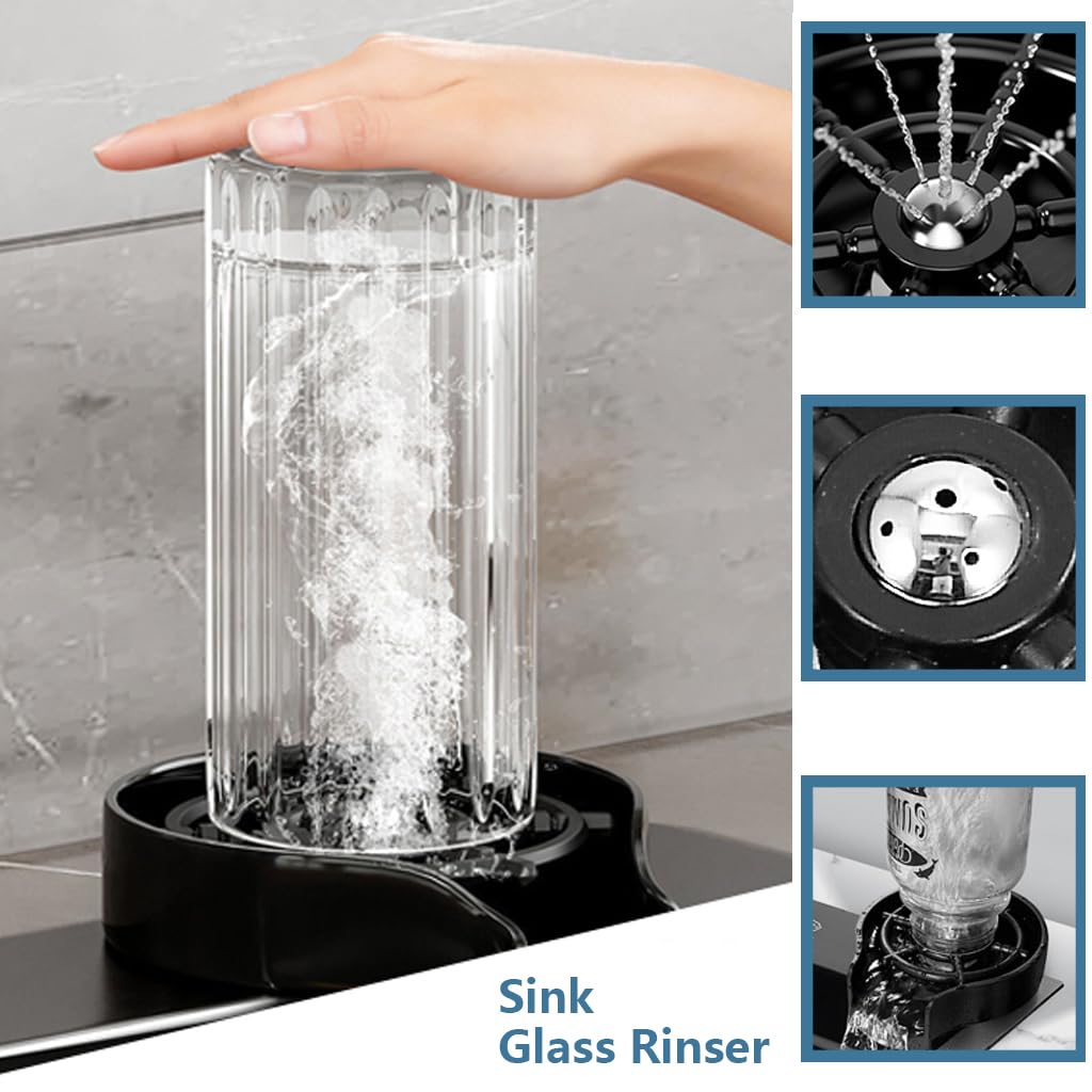 Black Waterfall Kitchen Sink, Drop in Single Bowl Stainless Steel Bar Sink with Cup Washer Sinks, Topmount Workstation Kitchen Sink with Accessories (Size : 26.8 x 17.7in)