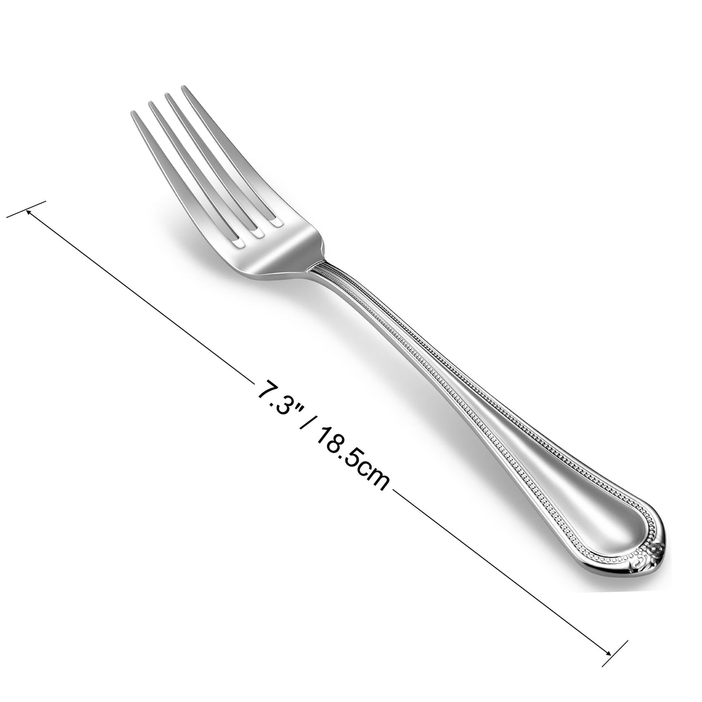 KEAWELL Pearl Edge 4-Piece Premium Fork Set, 18/10 Stainless Steel, Fine Silverware with Mirror Finish, Dishwasher Safe (4, 7.3" Salad Forks)