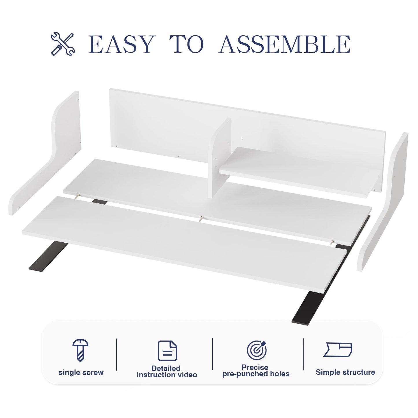 DTK Washer Dryer Wood Countertop with Shelf, Laundry Topper with Non-Slip Mat,27.55" Depth x 54" Width Dryer Covers for The Top with Edge Rails (White)